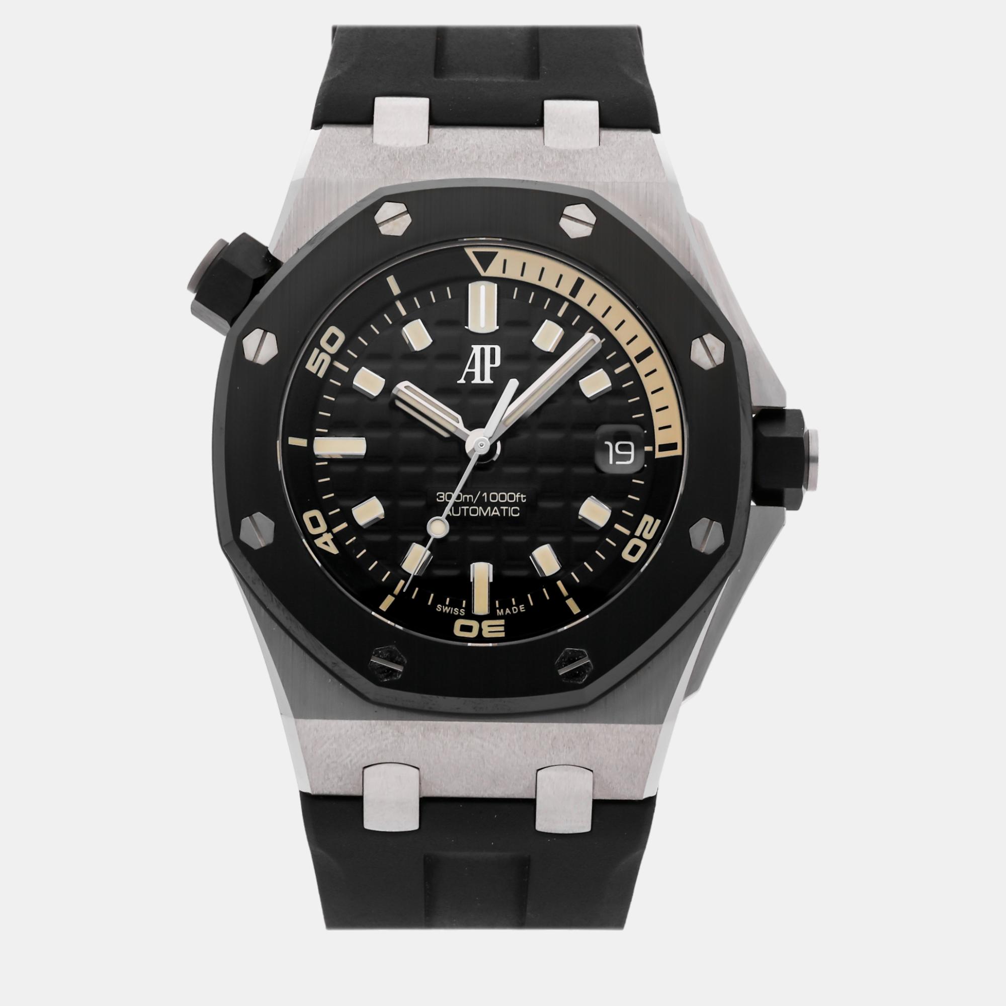 Audemars piguet black 18k white gold royal oak offshore 5720cn.oo.a002ca.01 automatic men's wristwatch 42 mm