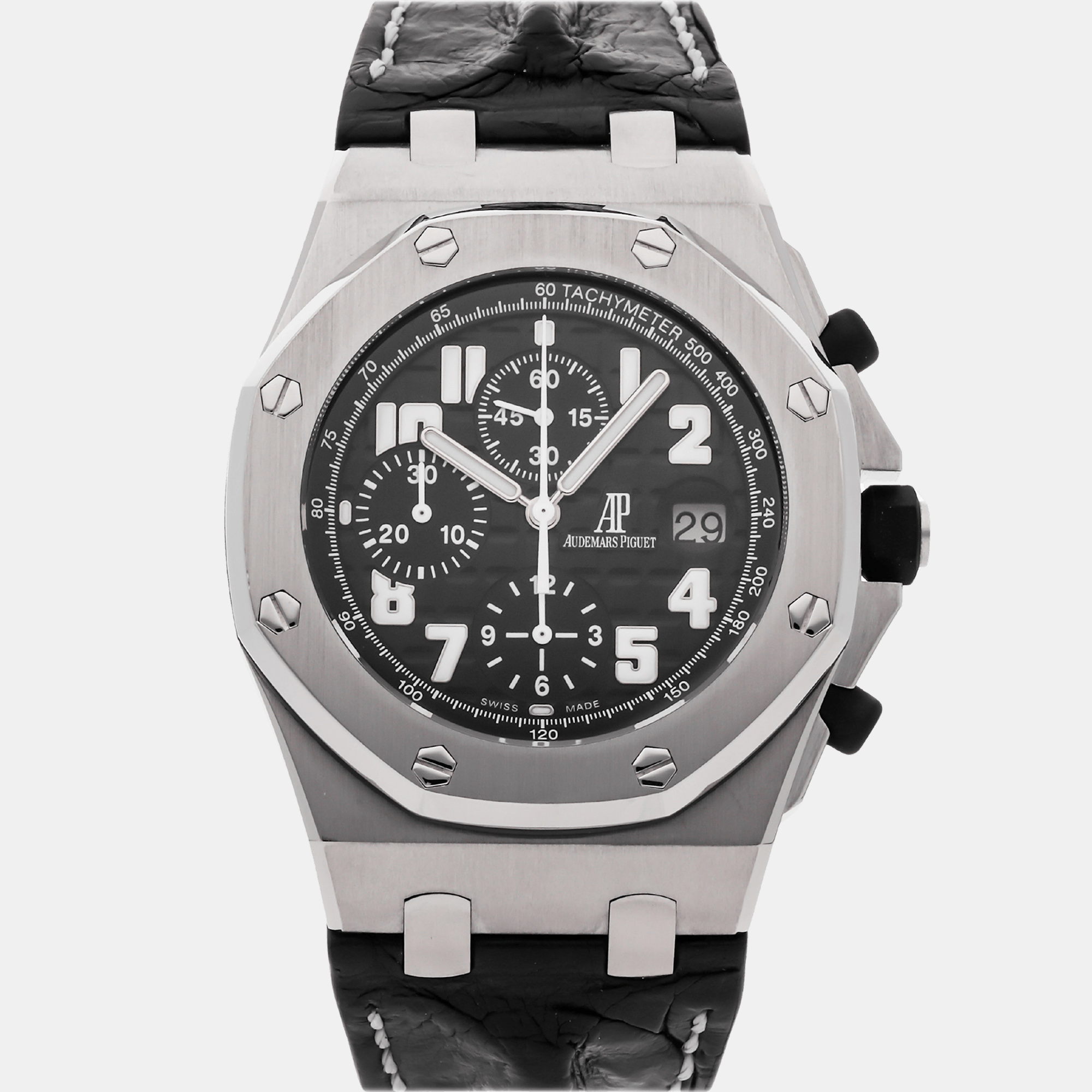 Audemars piguet black stainless steel royal oak 26020st.oo.d101cr.01 automatic men's wristwatch 42 mm