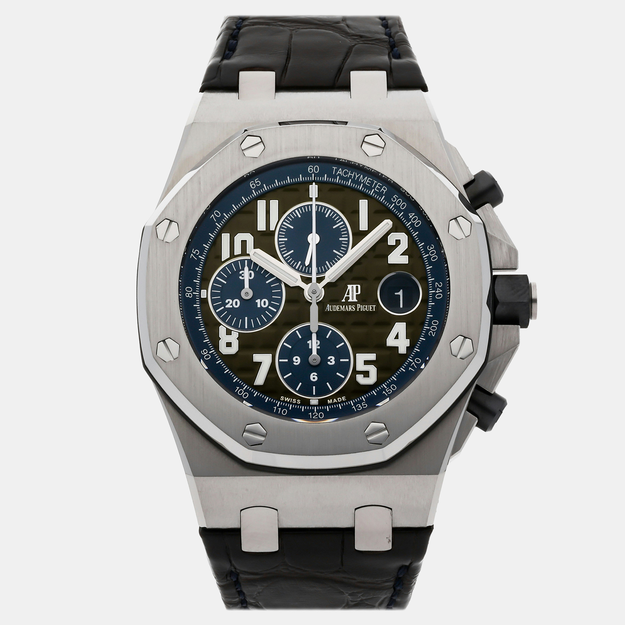 Audemars piguet brown stainless steel royal oak offshore 26470st.oo.a099cr.01 automatic men's wristwatch 42 mm