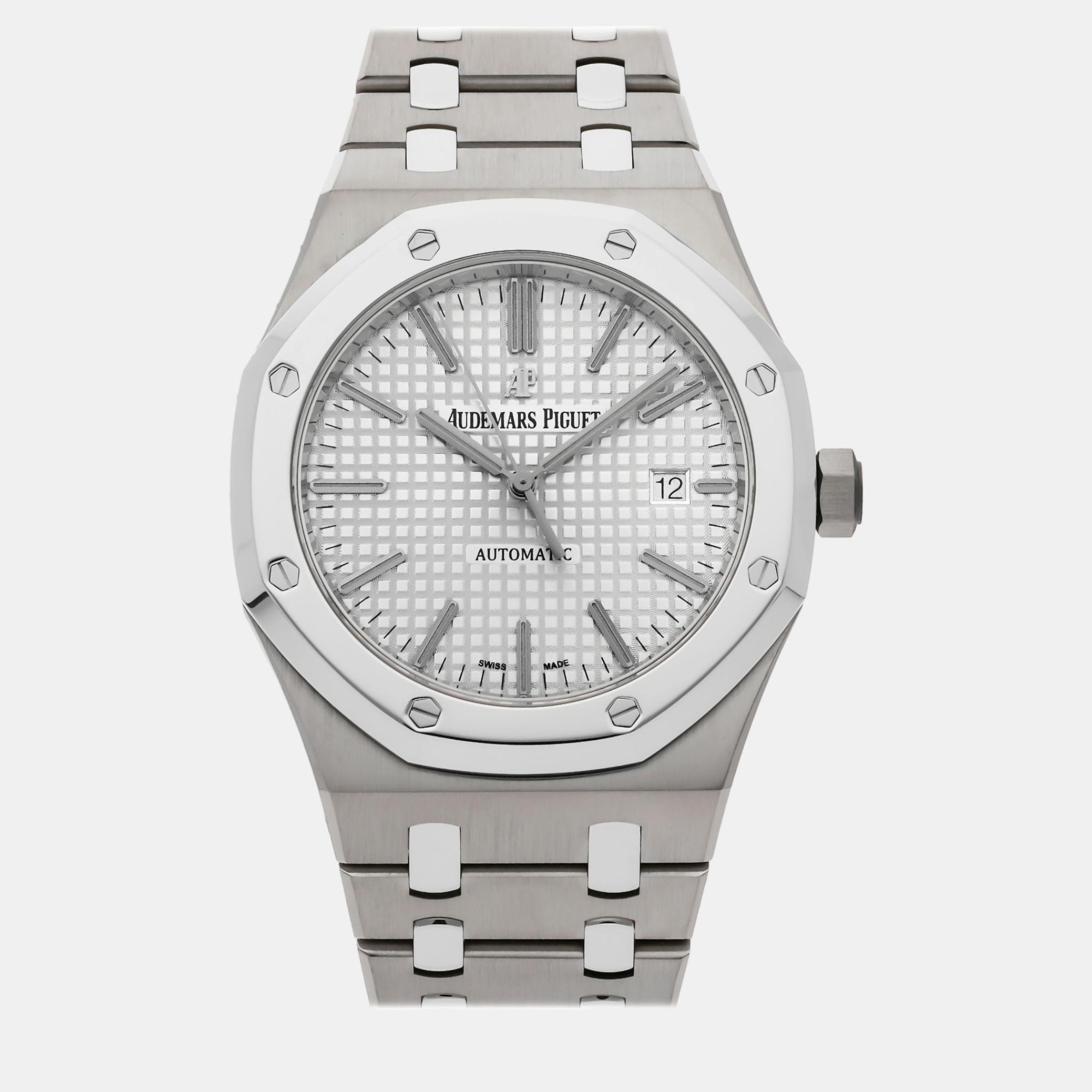 Audemars piguet silver titanium royal oak automatic men's wristwatch 41 mm