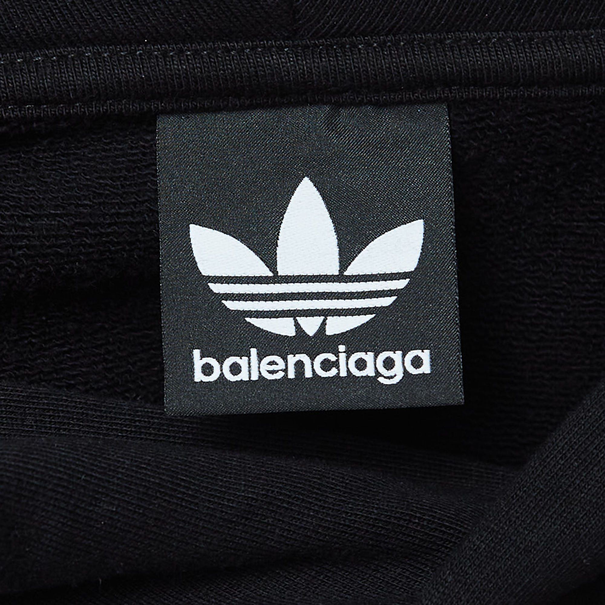 Balenciaga X Adidas Black Logo Embroidered Oversized Hoodie M
