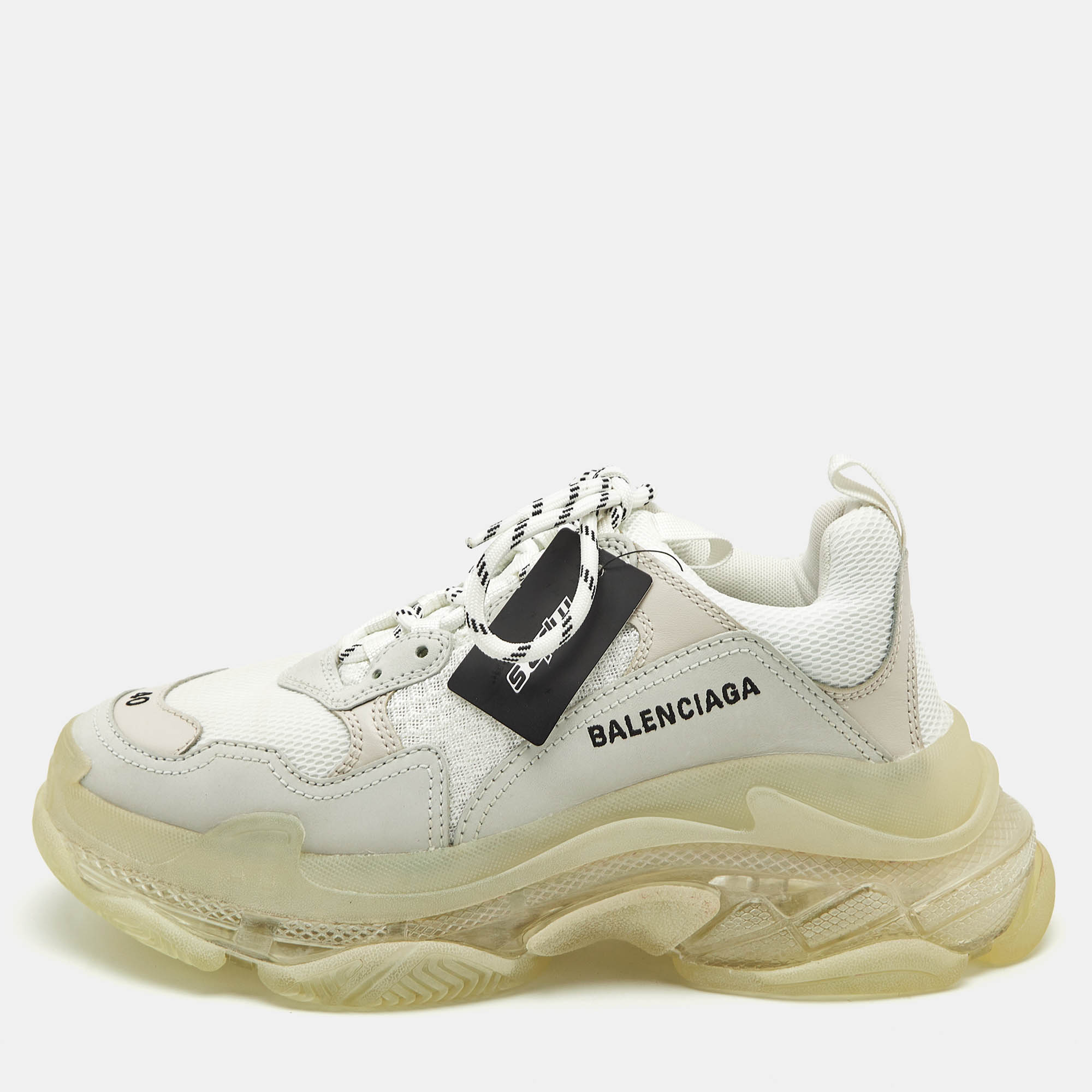 Balenciaga White Leather and Mesh Triple S Clear Sole Sneakers Size
Balenciaga White Leather and Mesh Triple S Clear Sole Sneakers Size