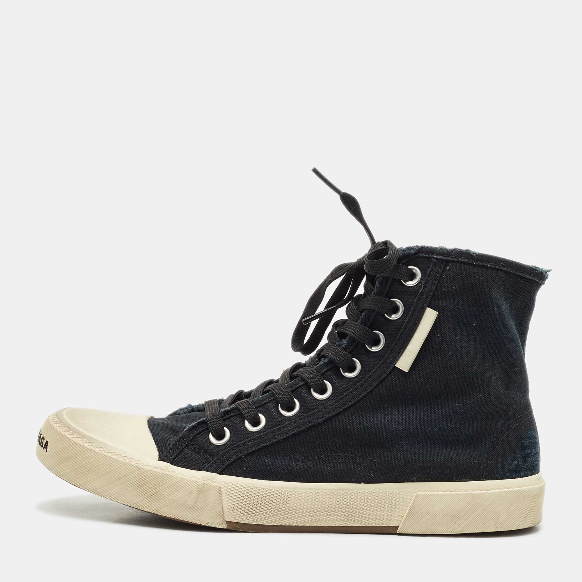 Balenciaga Black Distressed Canvas Paris High Top Sneakers Size
Balenciaga Black Distressed Canvas Paris High Top Sneakers Size