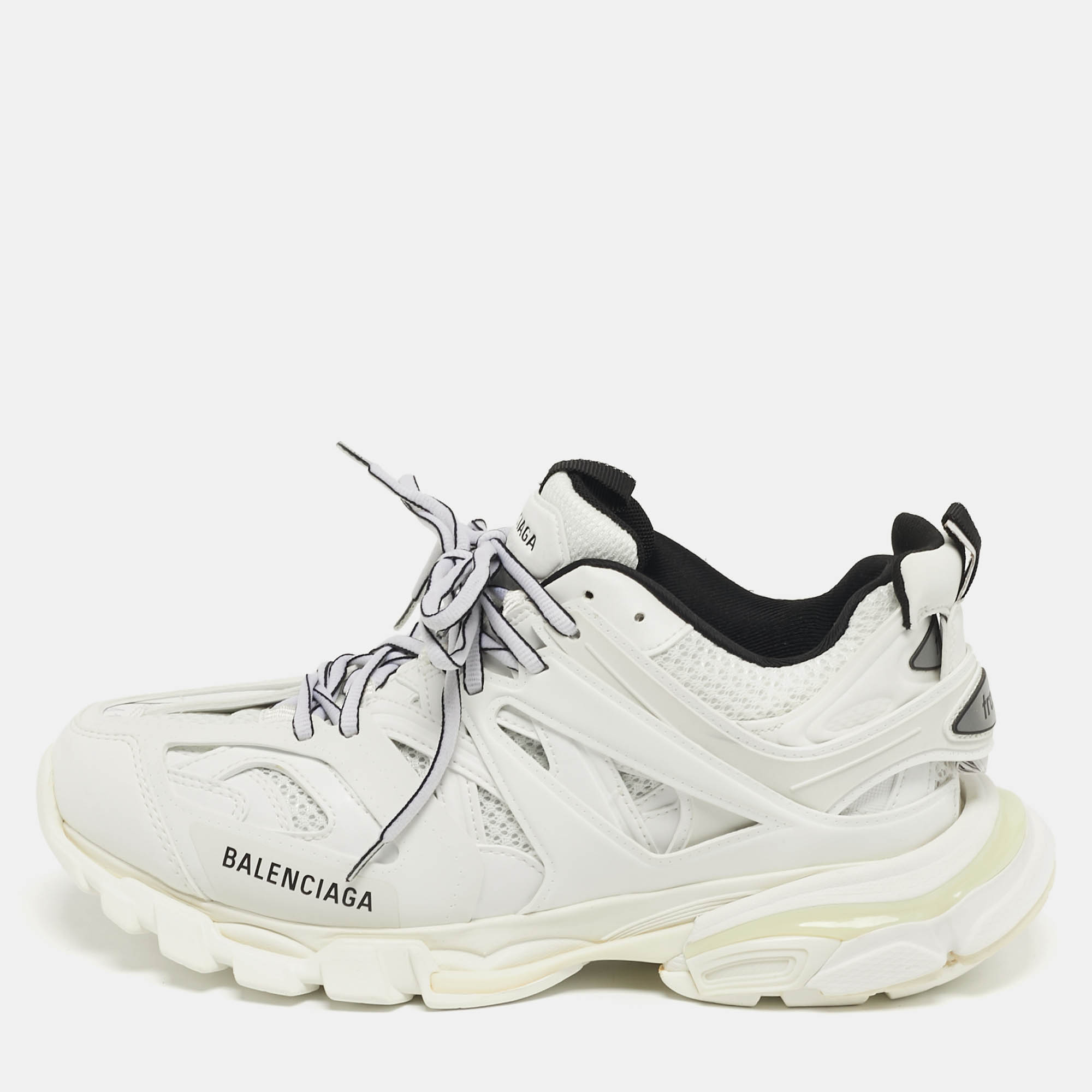 Balenciaga Track Size White Faux Leather and Mesh Lace Up Sneakers
Balenciaga Track Size White Faux Leather and Mesh Lace Up Sneakers
