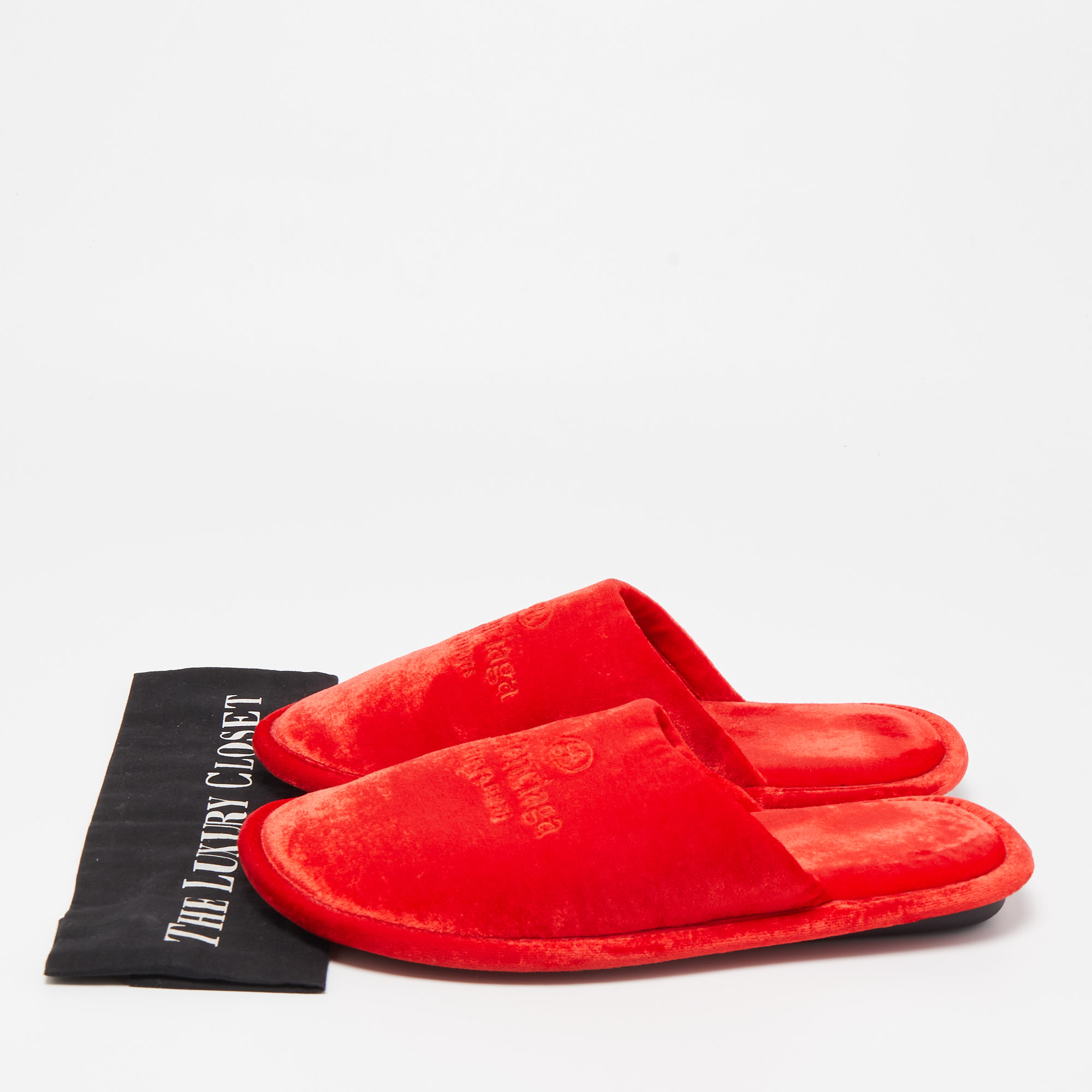 Balenciaga Red Velvet Flat Mules Size 43