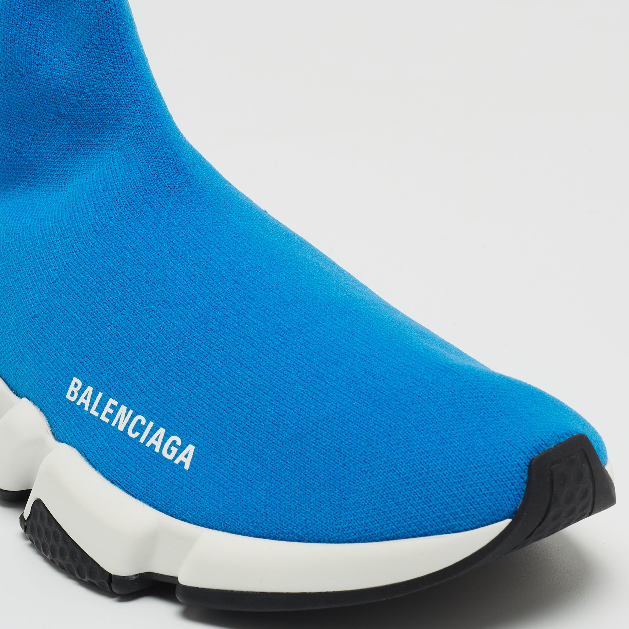 Balenciaga Blue Knit Fabric Speed Trainer Sneakers Size 41