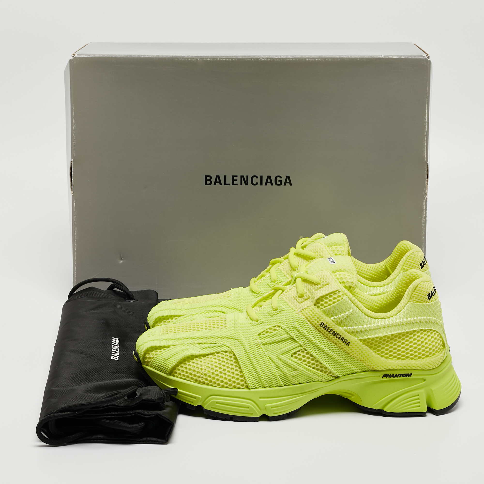 Balenciaga Green Mesh And Fabric Low Top Sneakers Size 44