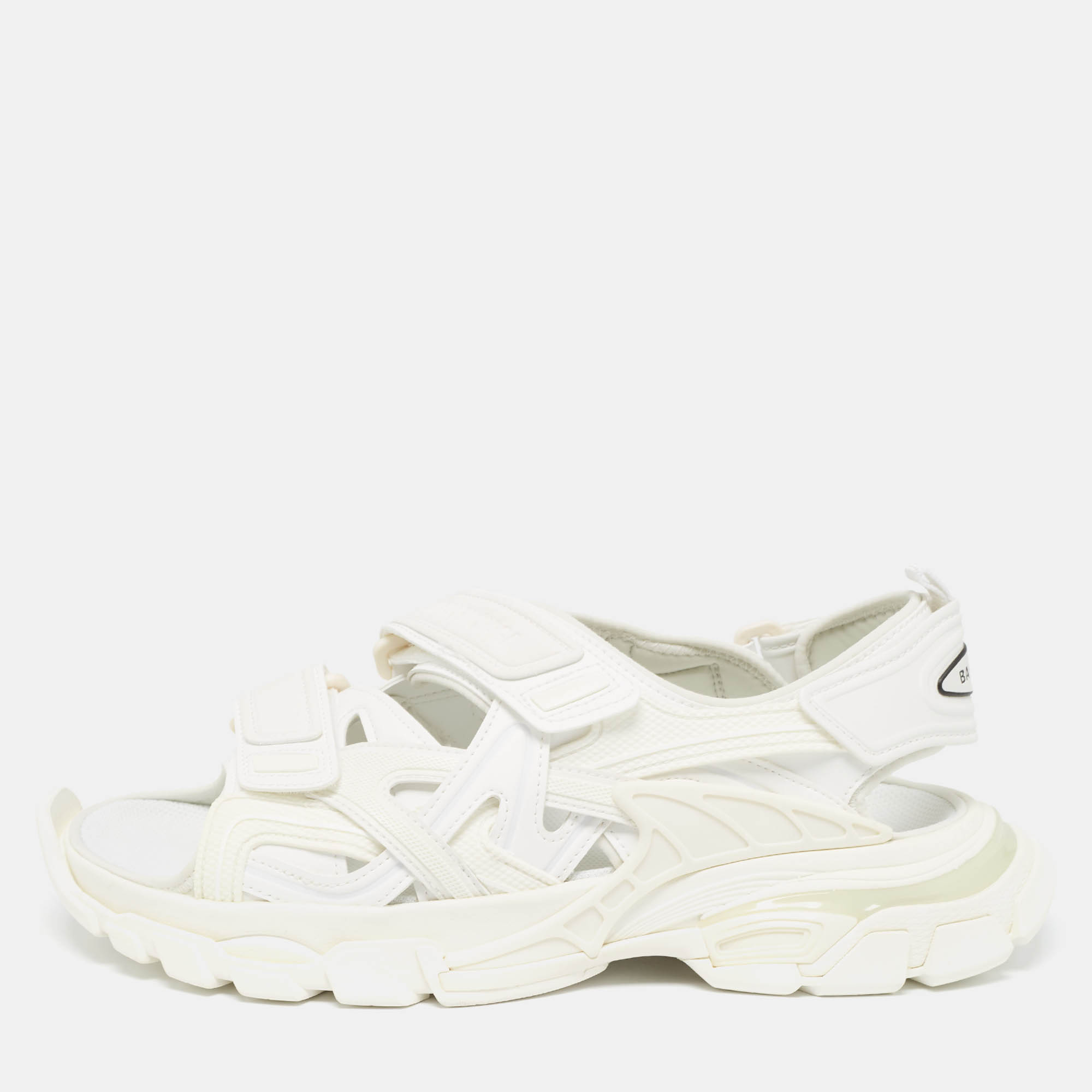 Balenciaga white rubber and faux leather track sandals size 42
