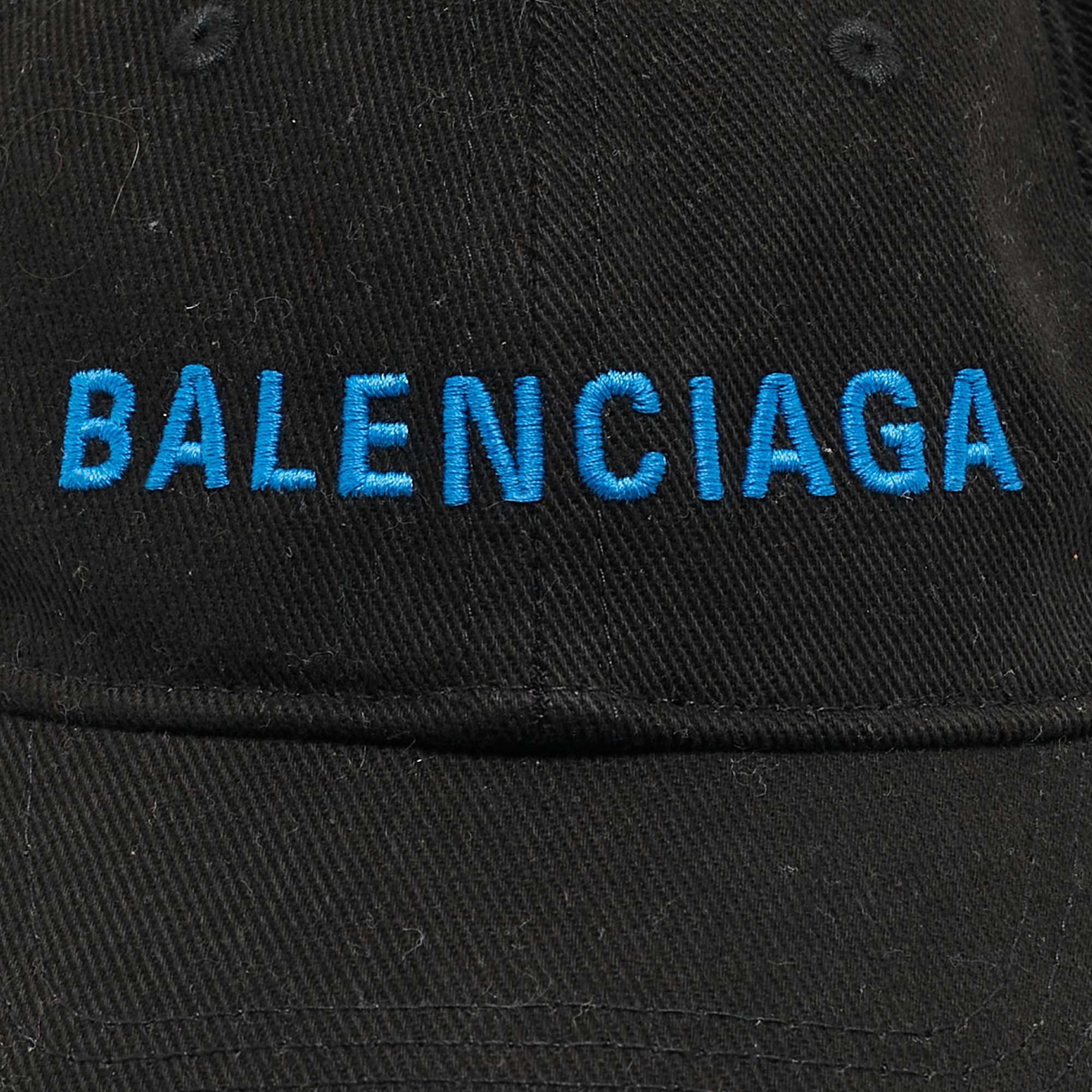 Balenciaga Black Contrast Logo Embroidered Cotton Baseball Cap L