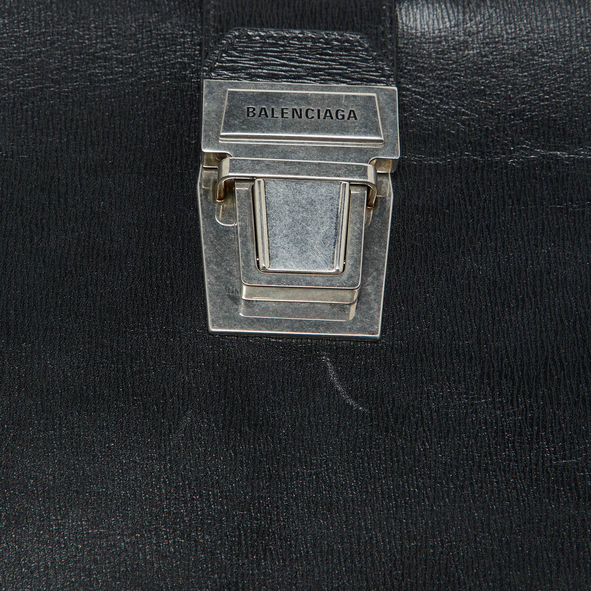 Balenciaga Black Leather Tuck-lock Shoulder Bag