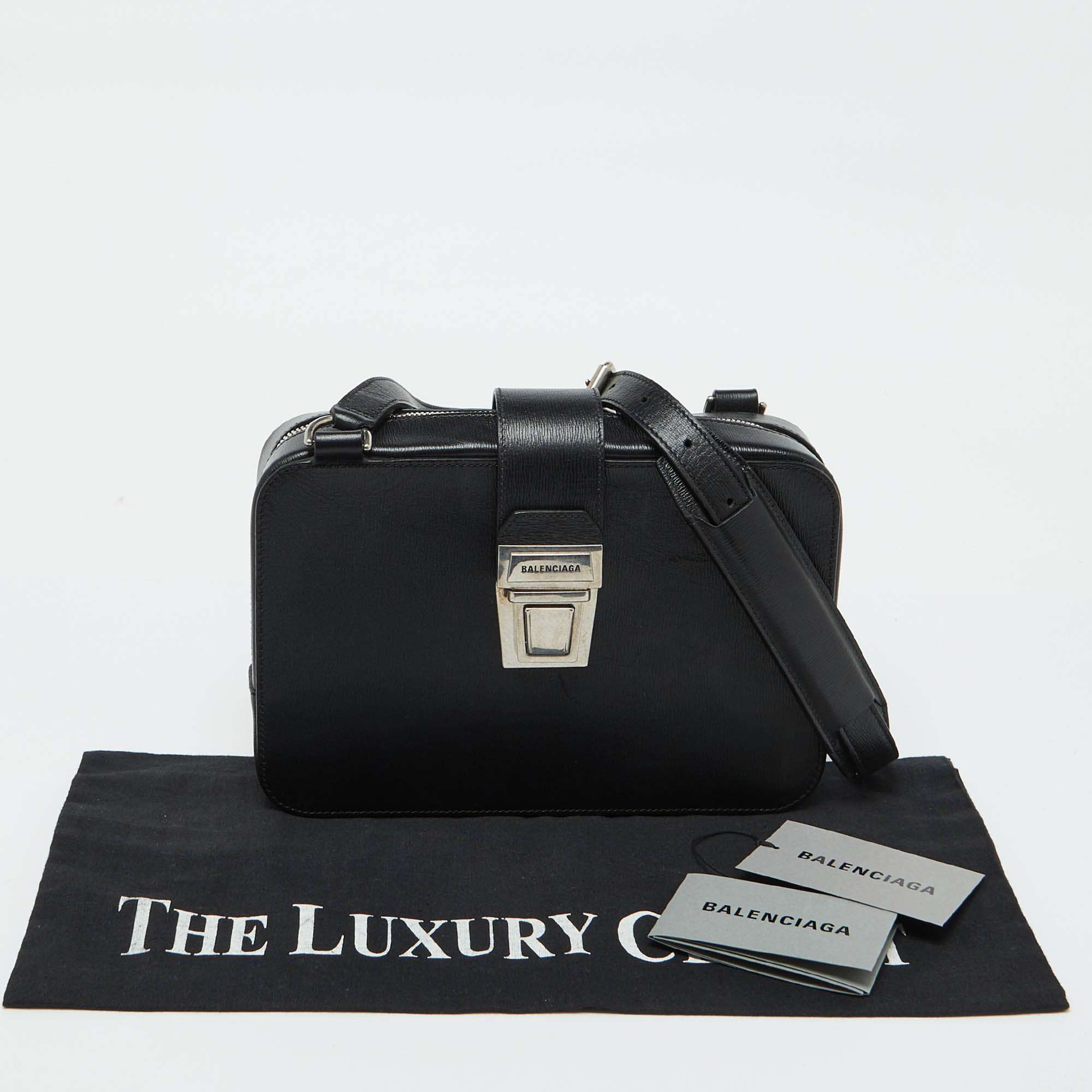 Balenciaga Black Leather Tuck-lock Shoulder Bag