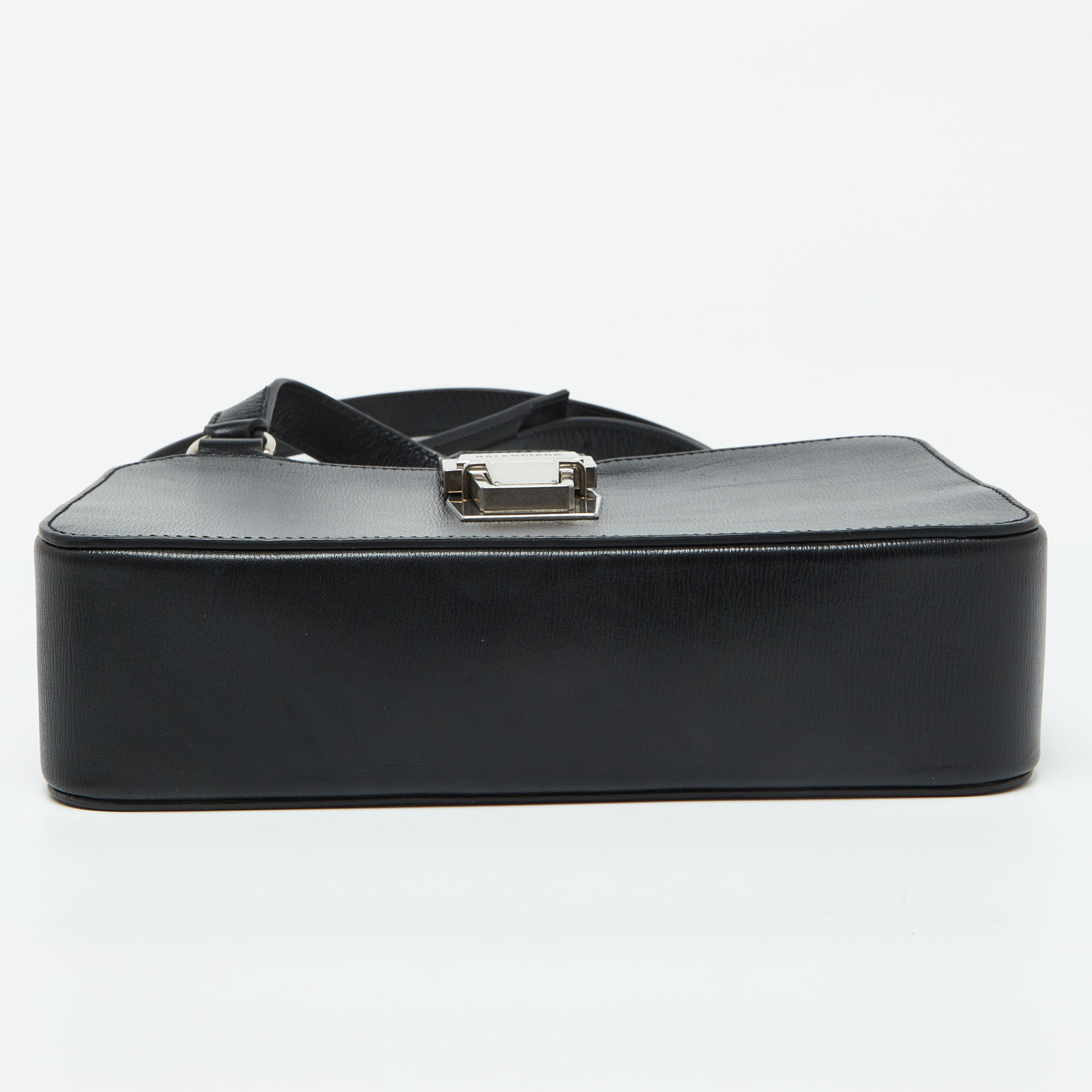 Balenciaga Black Leather Tuck-lock Shoulder Bag