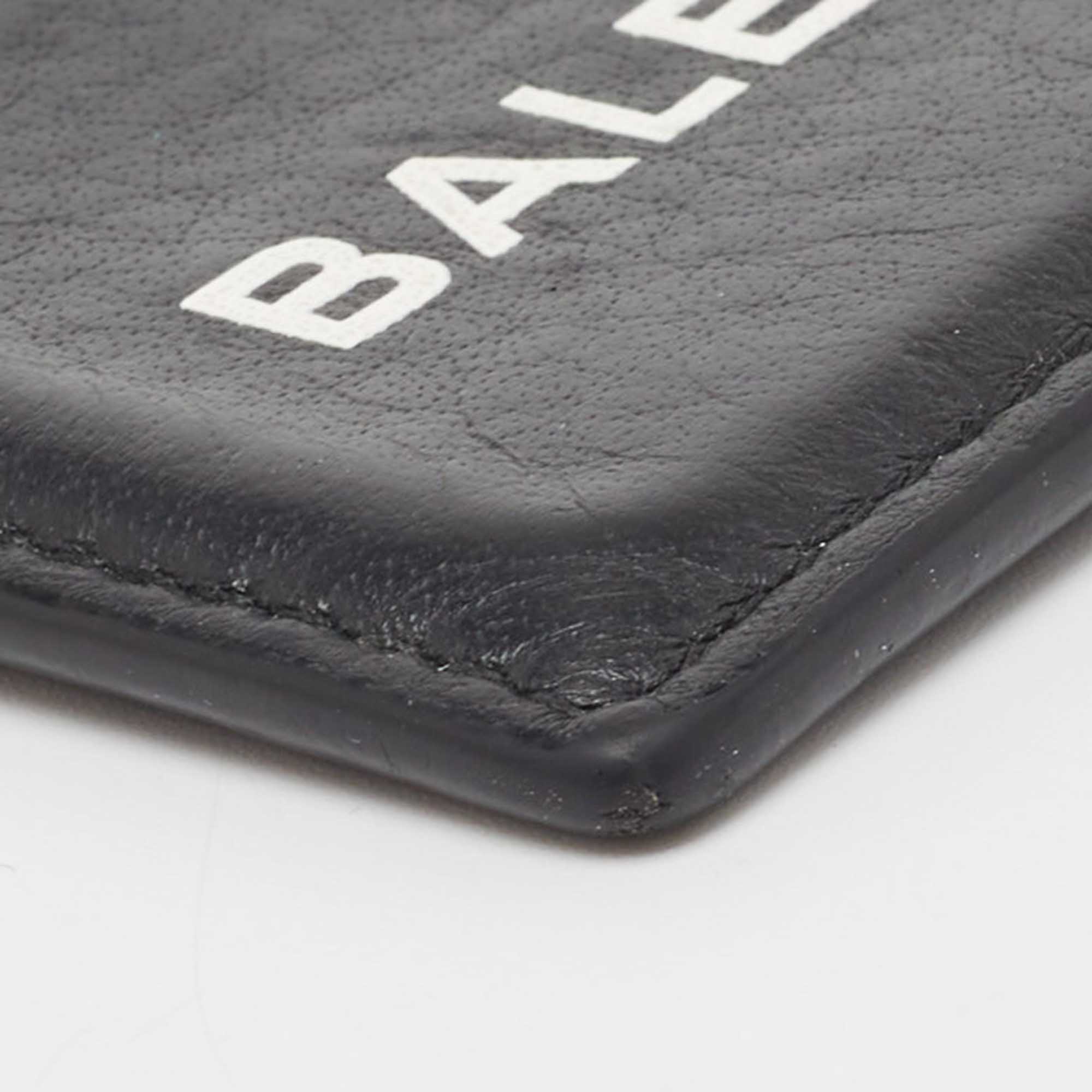 Balenciaga Black Leather Logo Card Holder