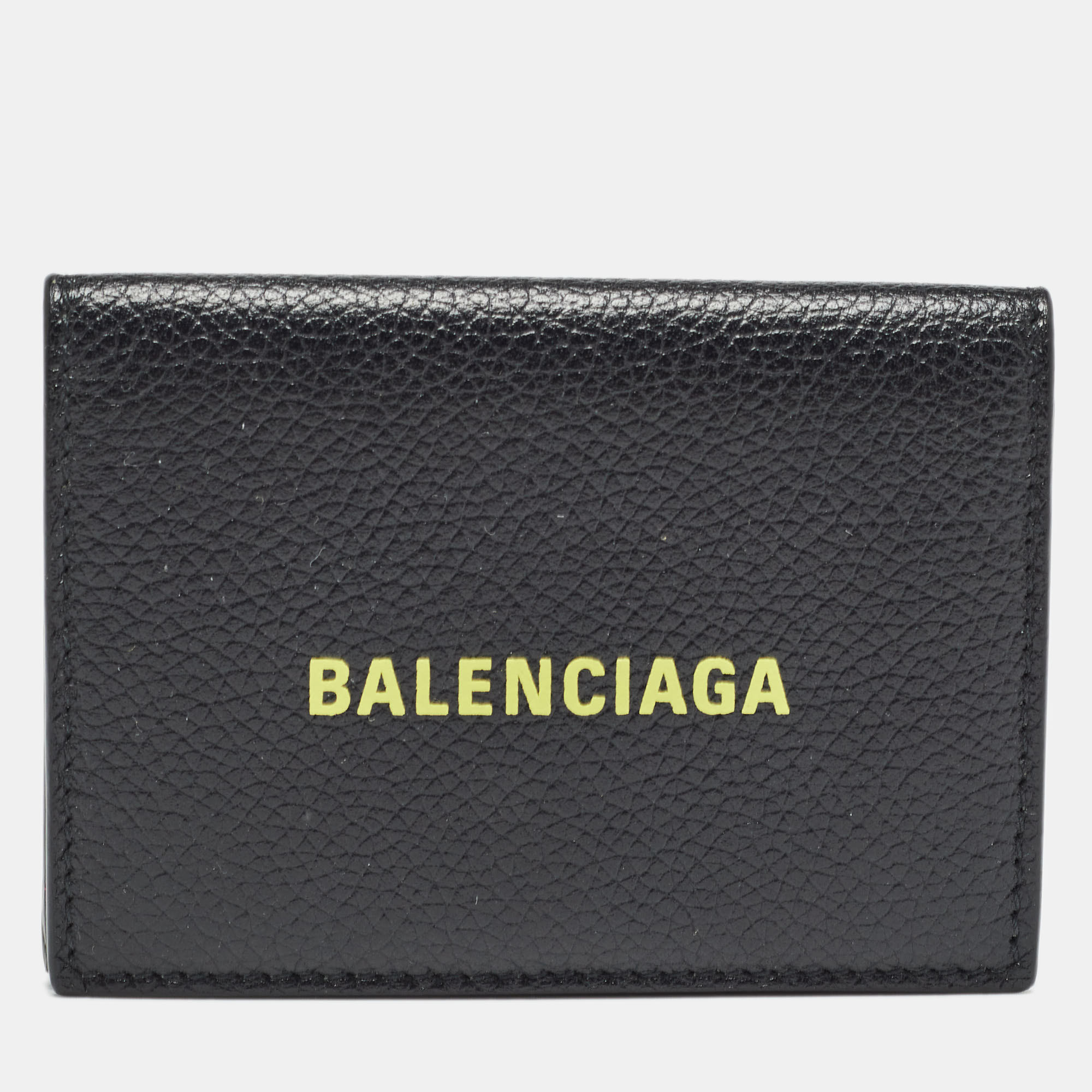 Balenciaga black logo flap card case
