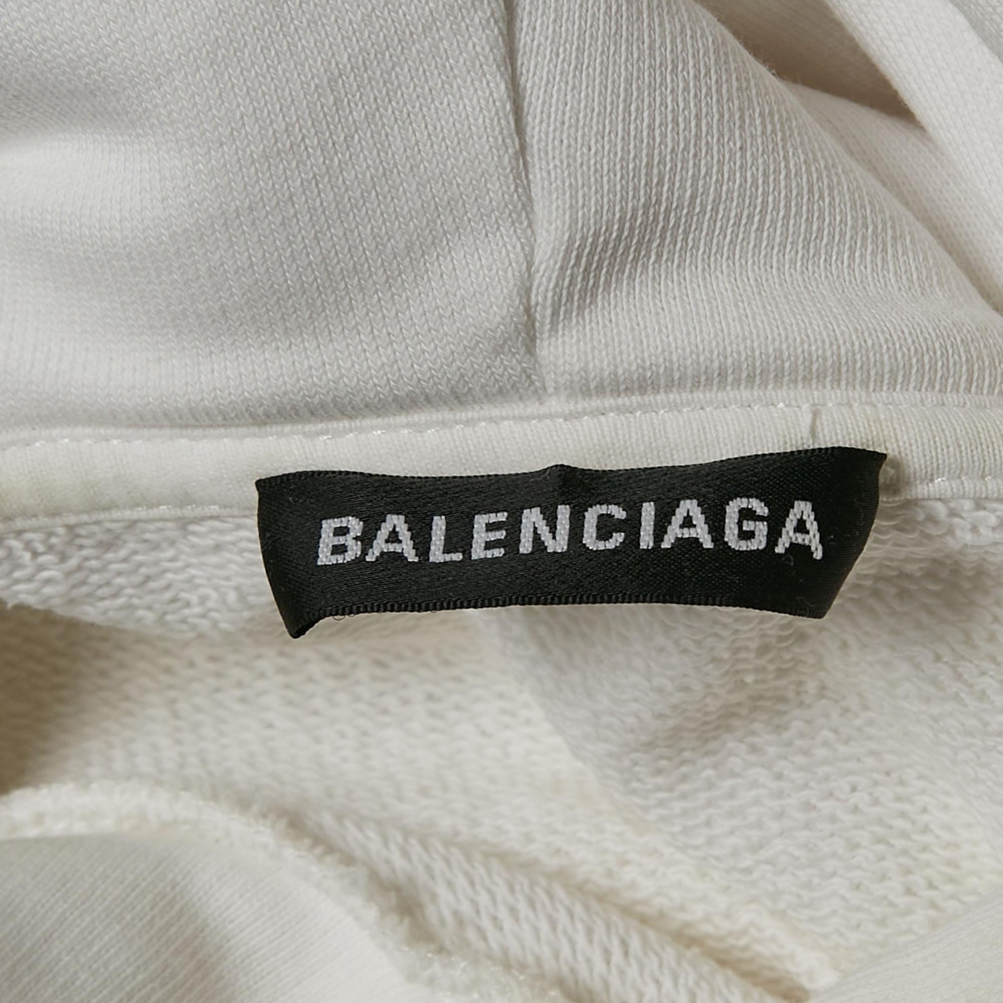 Balenciaga White BB Embroidered Cotton Oversized Hoodie S