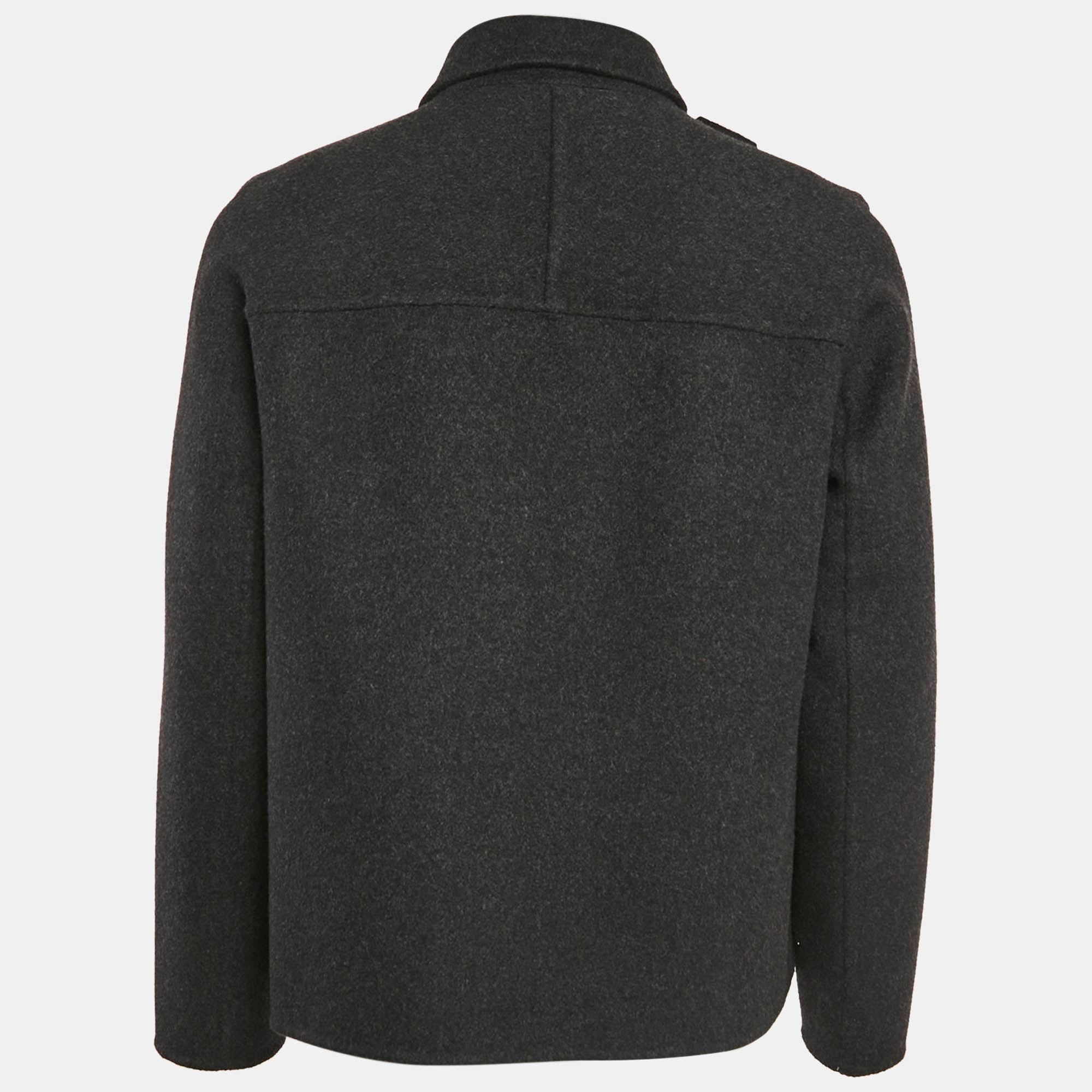 Balenciaga Dark Grey Wool Felt Zip- Up Jacket M