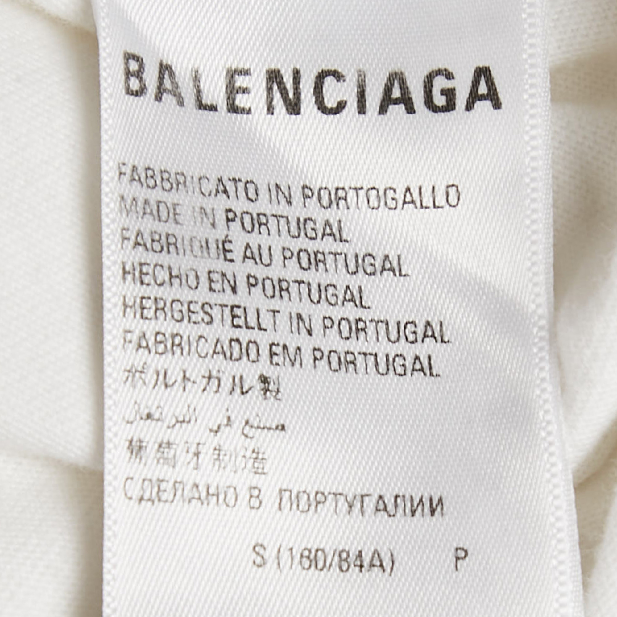 Balenciaga White Logo Print Jersey Crew Neck T-Shirt S