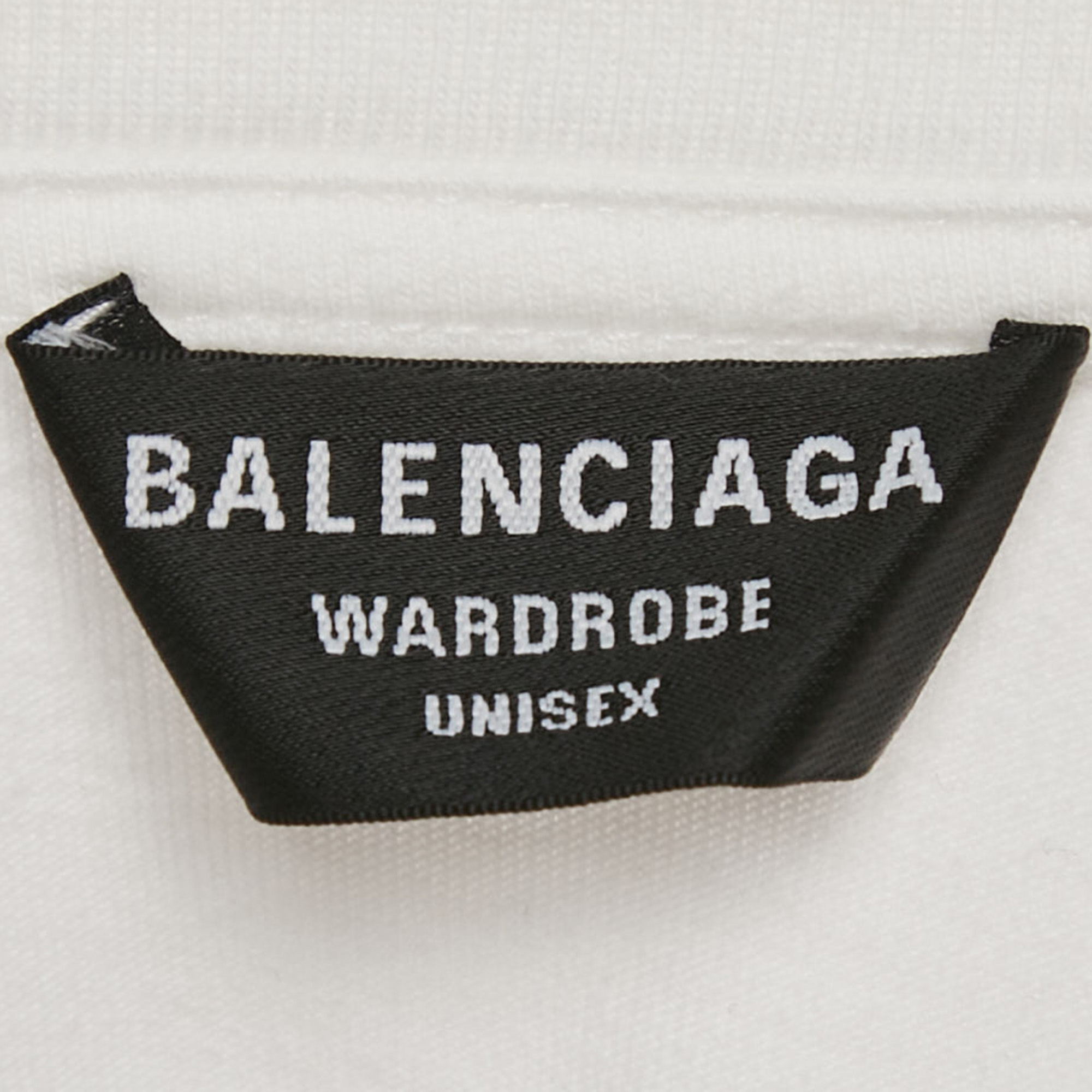 Balenciaga White Logo Print Jersey Crew Neck T-Shirt S