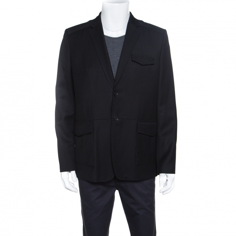 Image of Balenciaga Black Wool Two Button Blazer XL