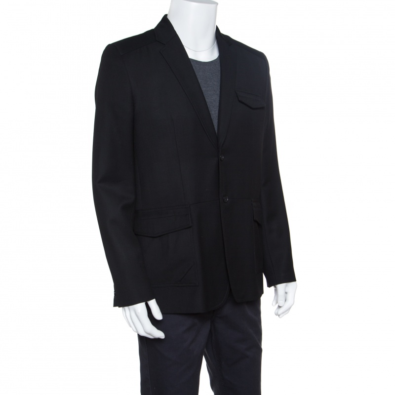 Balenciaga Black Wool Two Button Blazer XL