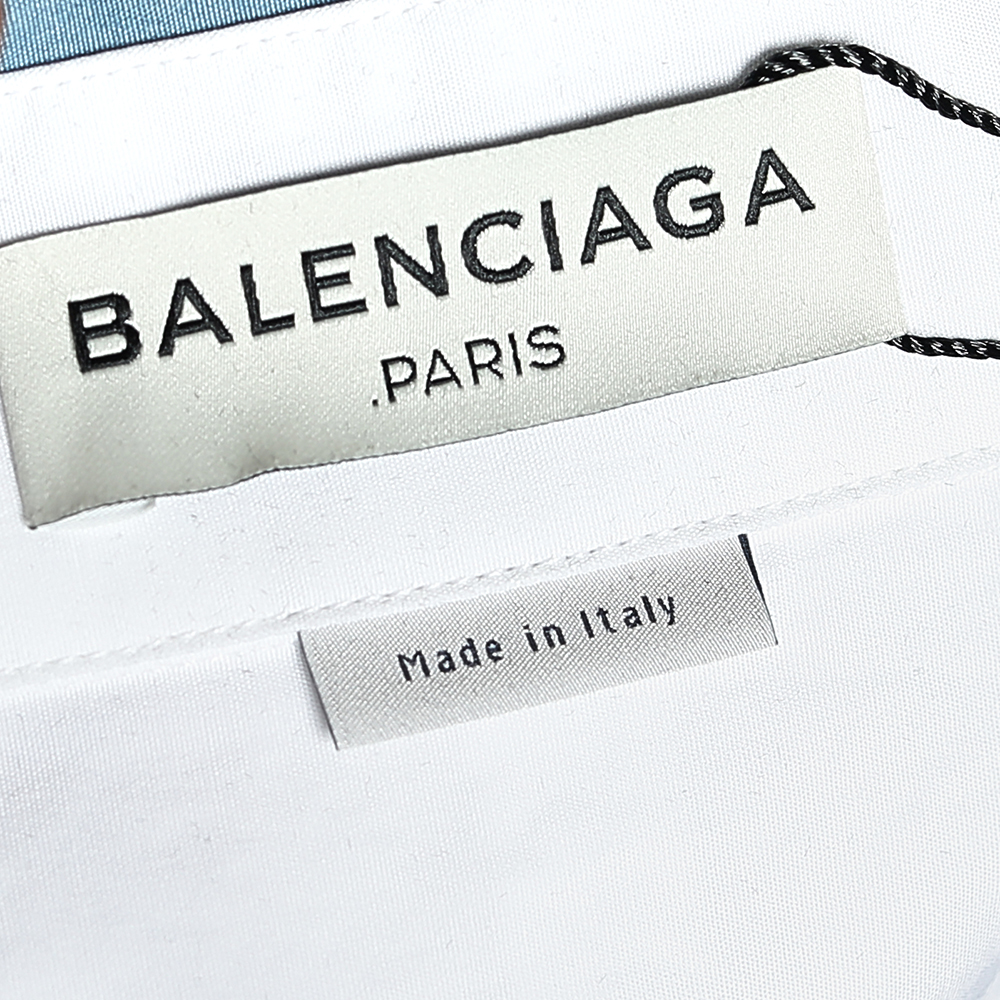 Balenciaga White Cotton Contrast Collar Detail Button Front Shirt M