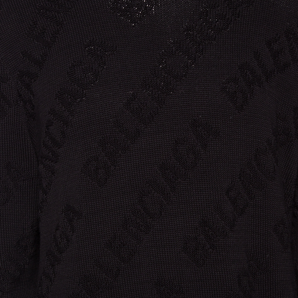 Balenciaga Black Logo Jacquard Cotton Oversized Sweater M