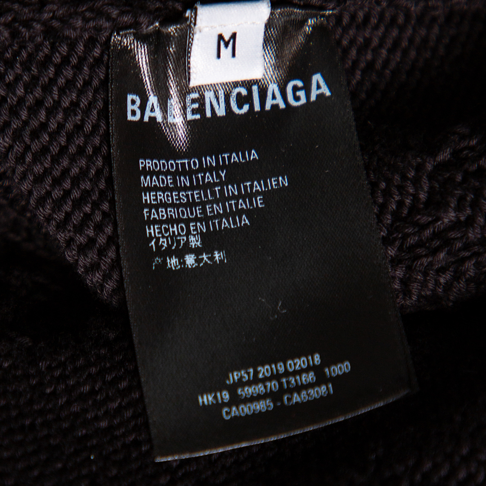 Balenciaga Black Logo Jacquard Cotton Oversized Sweater M