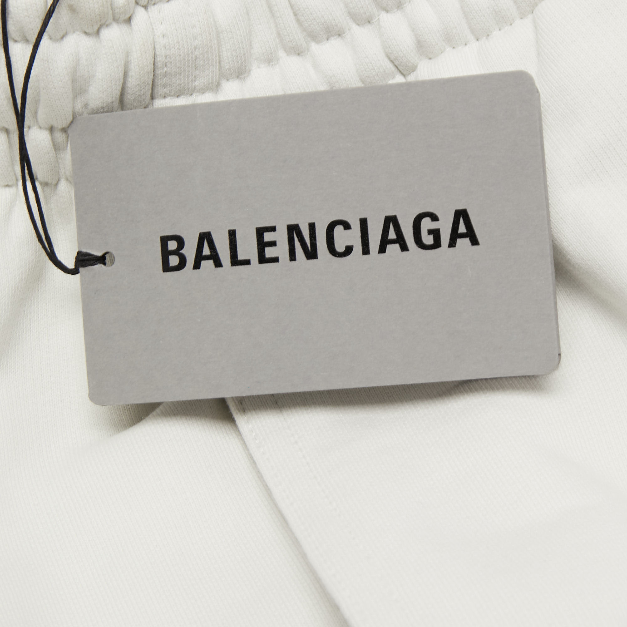 Balenciaga White Logo Embroidered Cotton Shorts S