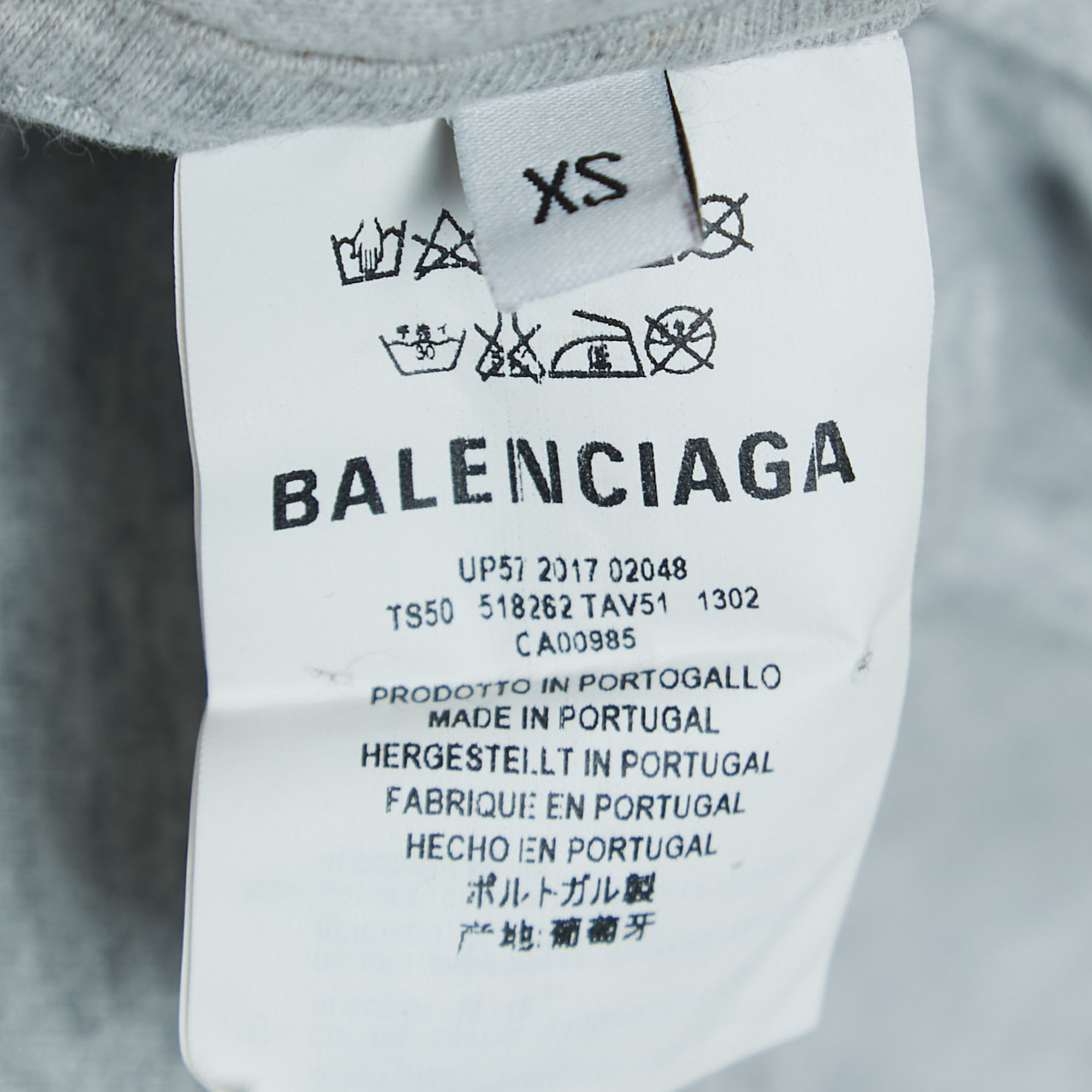 Balenciaga Grey Cotton Logo Patched T-Shirt S