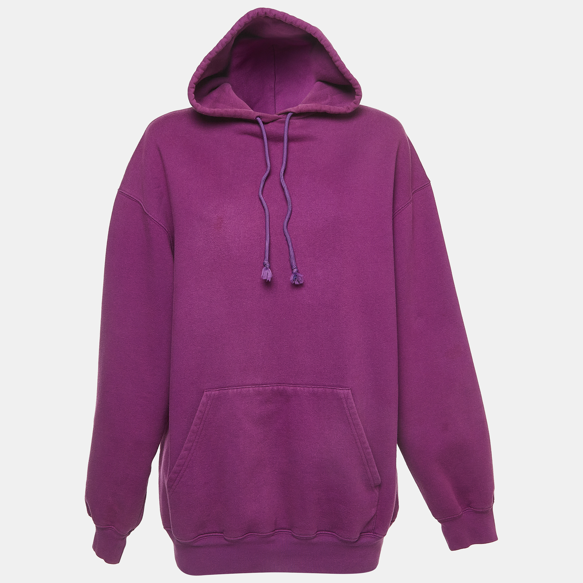 Balenciaga Purple Logo Print Cotton Blend Hooded Sweatshirt S