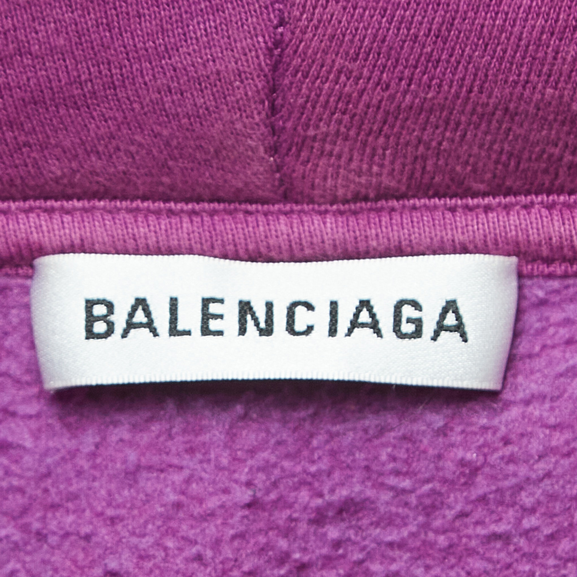 Balenciaga Purple Logo Print Cotton Blend Hooded Sweatshirt S