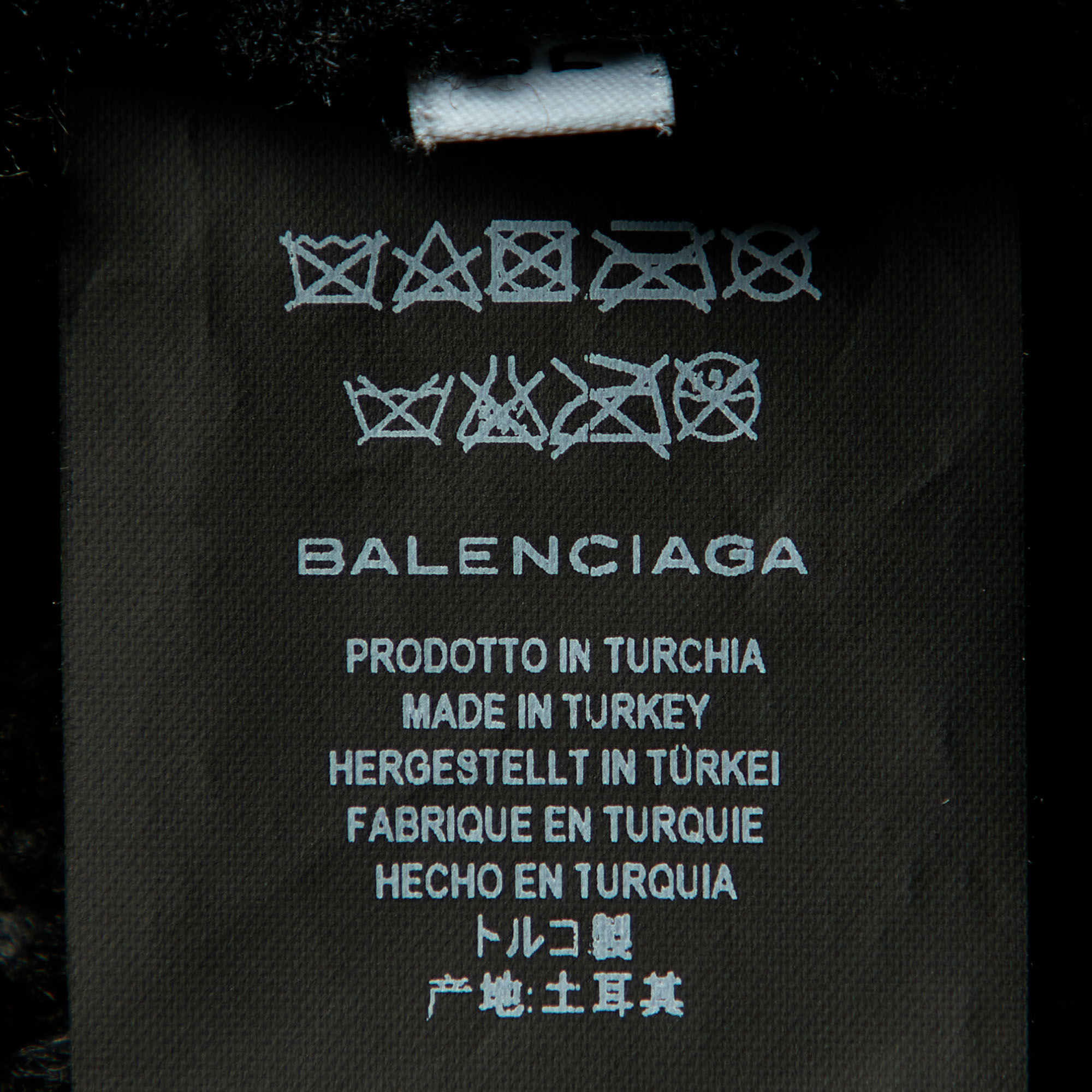 Balenciaga Black Texture Leather & Logo Shearling Jacket XL
