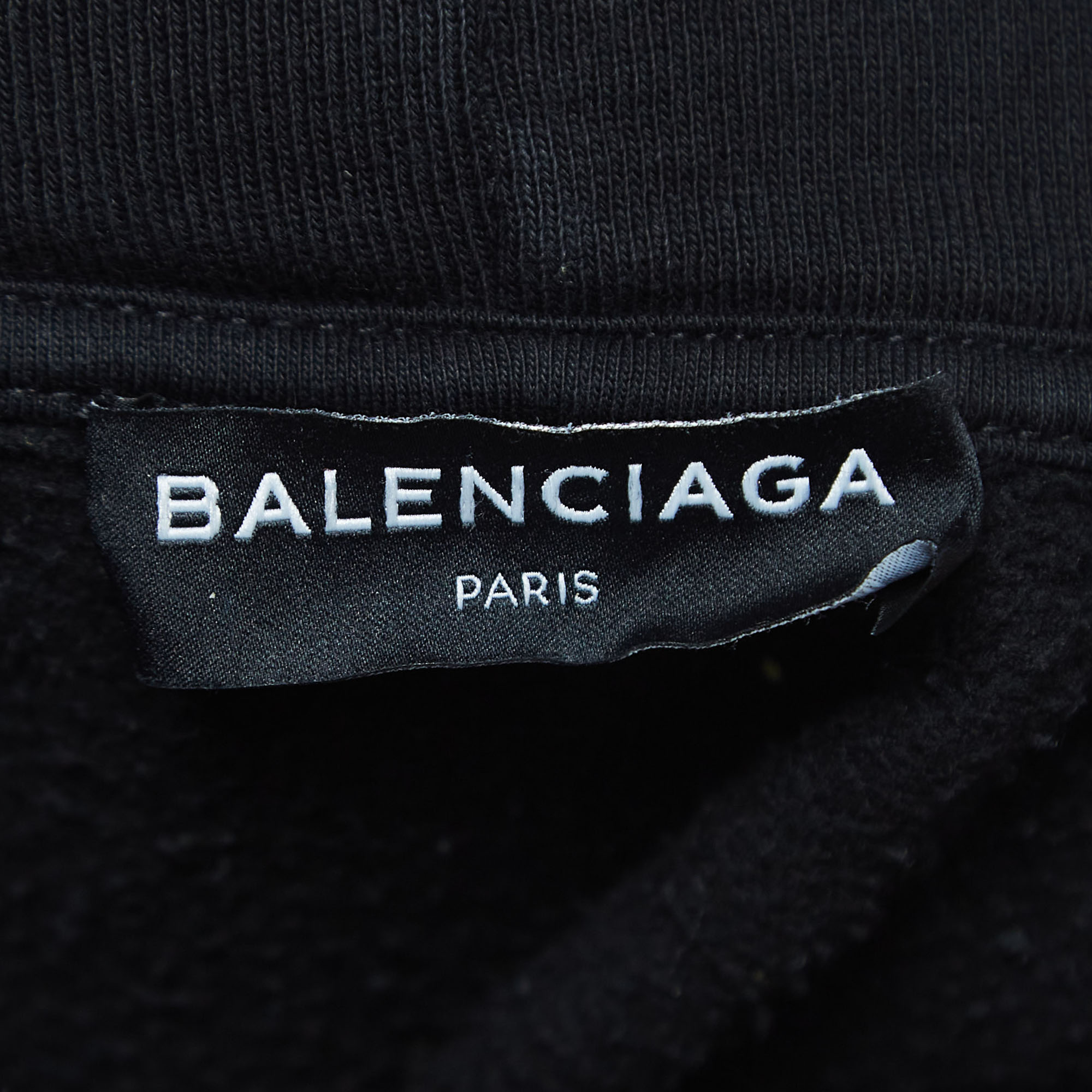Balenciaga Black Printed Jersey Hoodie S