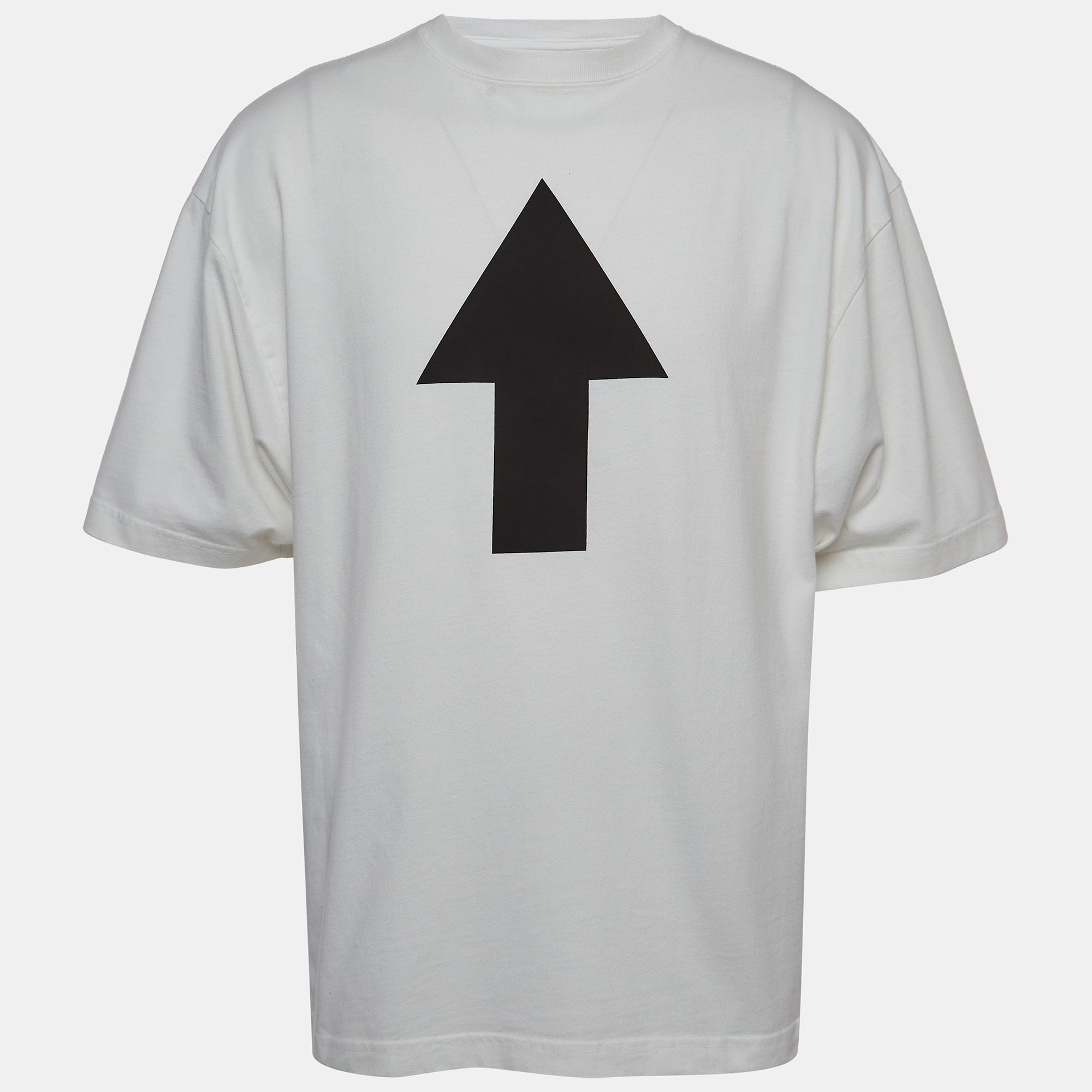 Balenciaga White Arrow Wifi Print Cotton Crewneck T-Shirt S