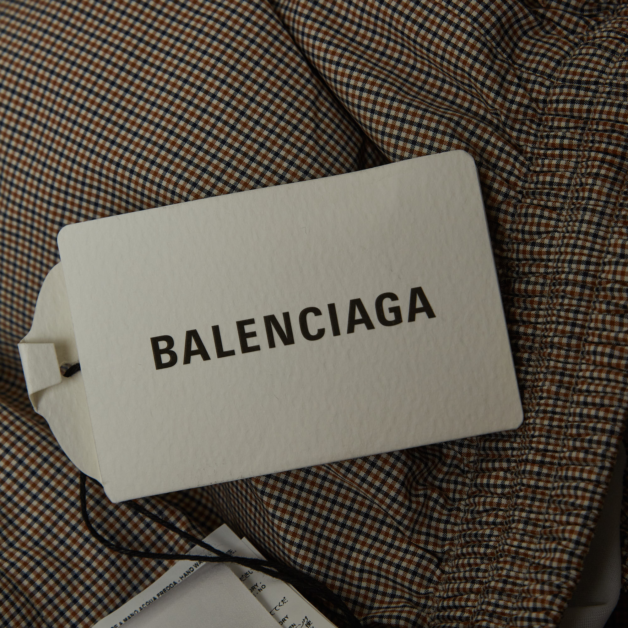 Balenciaga Navy Blue/Tan Checked Nylon Drawstring Shorts M