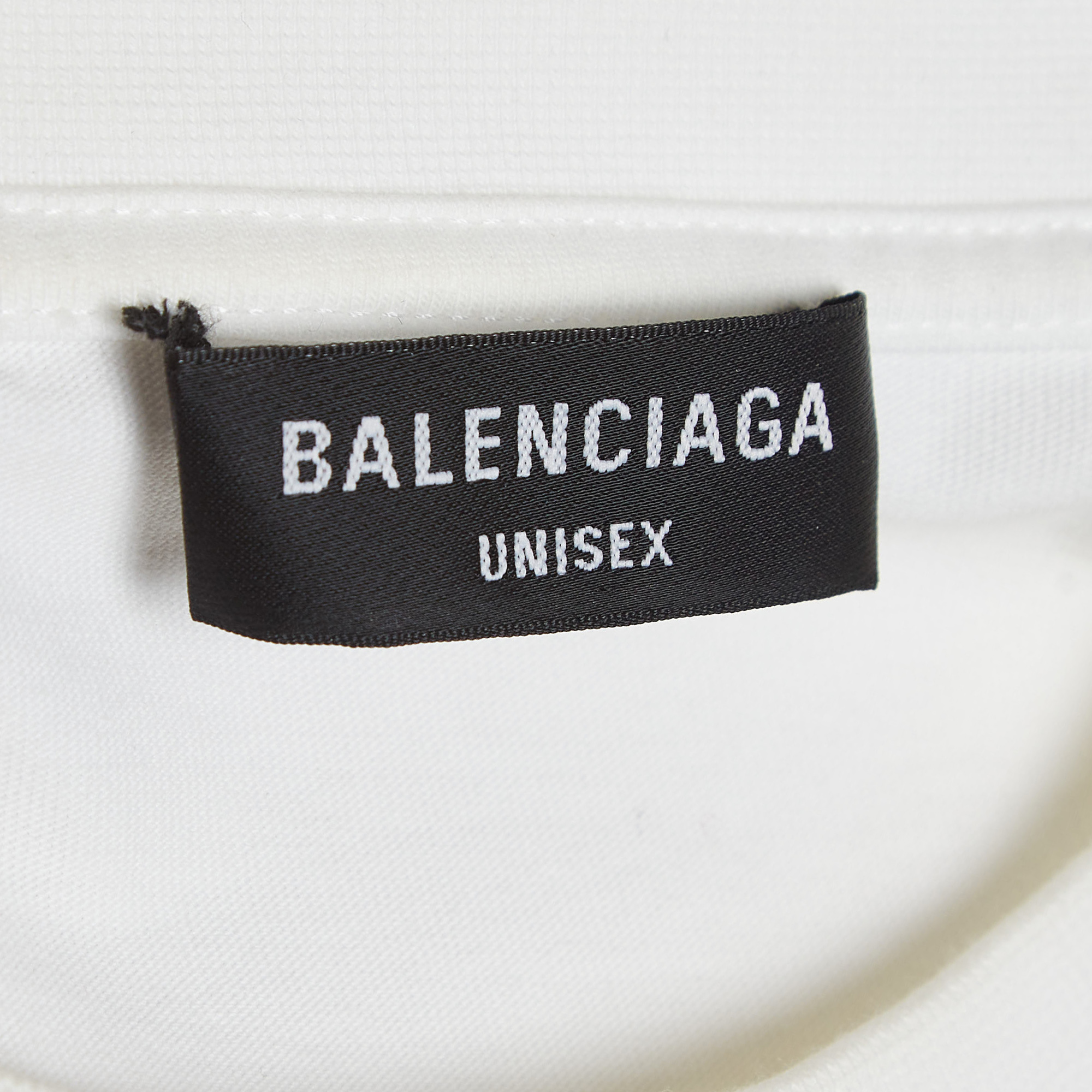 Balenciaga White Logo Print Cotton Half Sleeve T-Shirt S