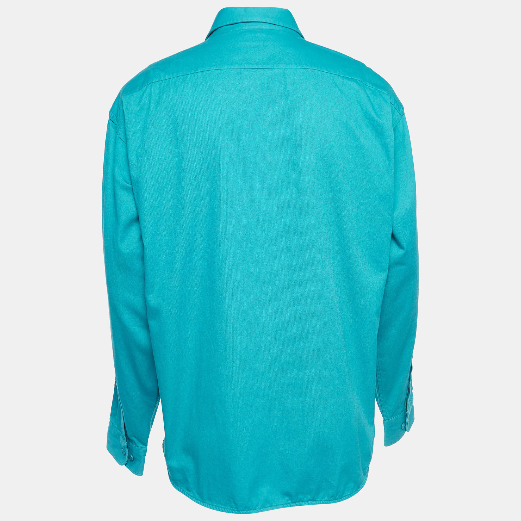 Balenciaga Teal Green Cotton Oversized Shirt XS