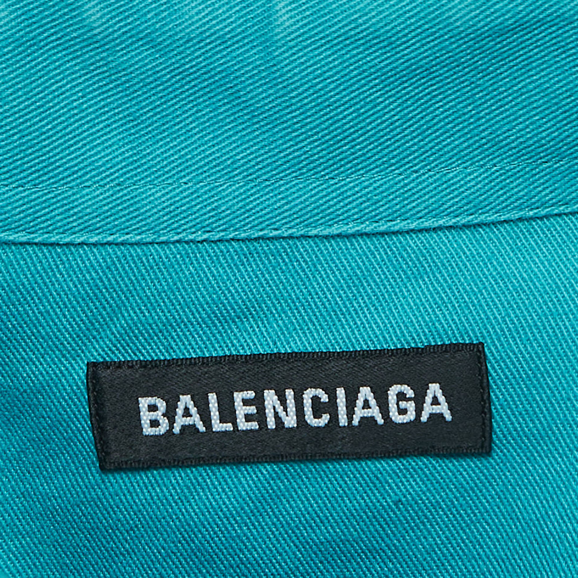 Balenciaga Teal Green Cotton Oversized Shirt XS