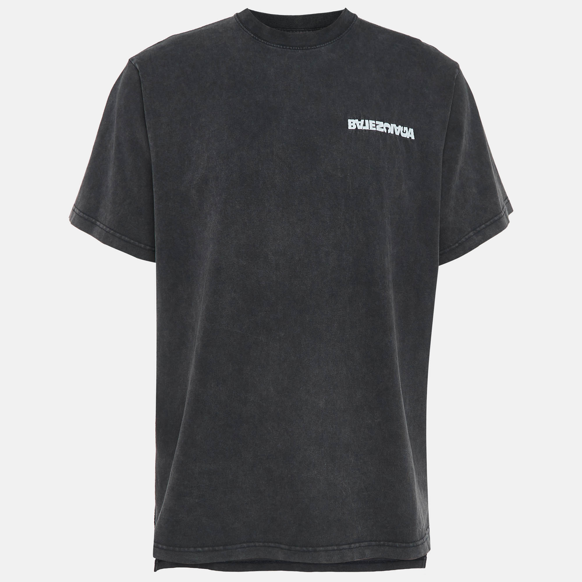 Balenciaga grey embroidered cotton t-shirt xl