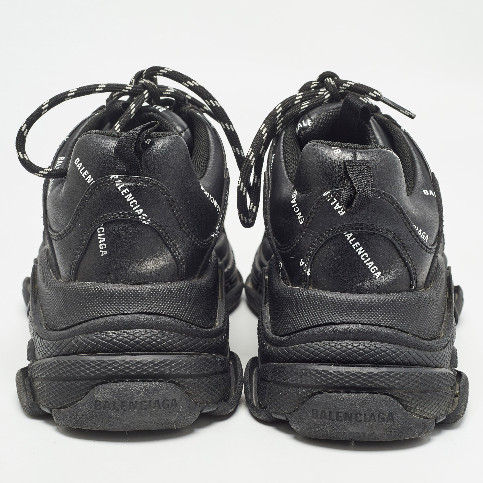 Balenciaga Black Leather Triple S Sneakers Size 43