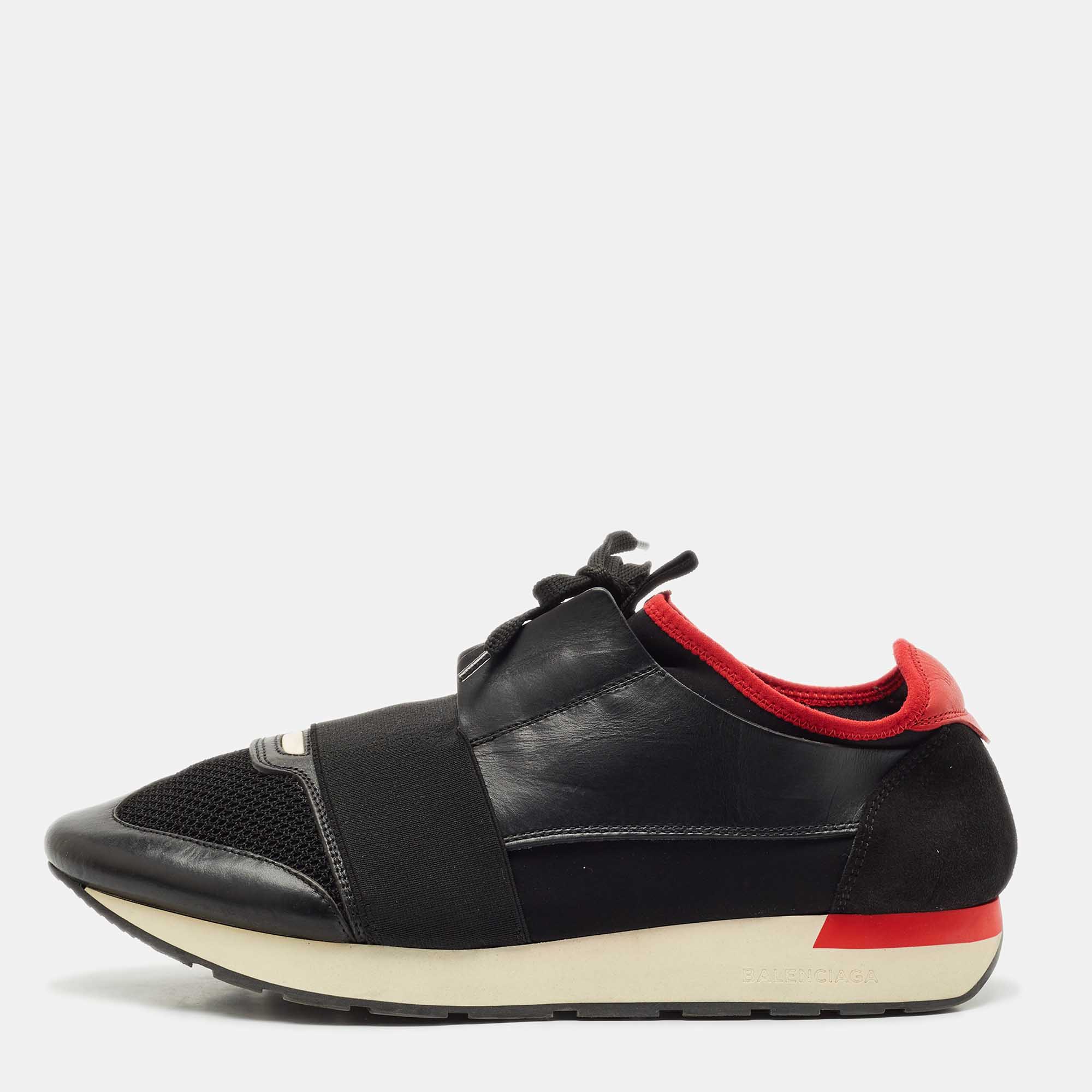 Balenciaga Black/Red Leather And Mesh Race Runner Low Top Sneakers Size
Balenciaga Black/Red Leather And Mesh Race Runner Low Top Sneakers Size