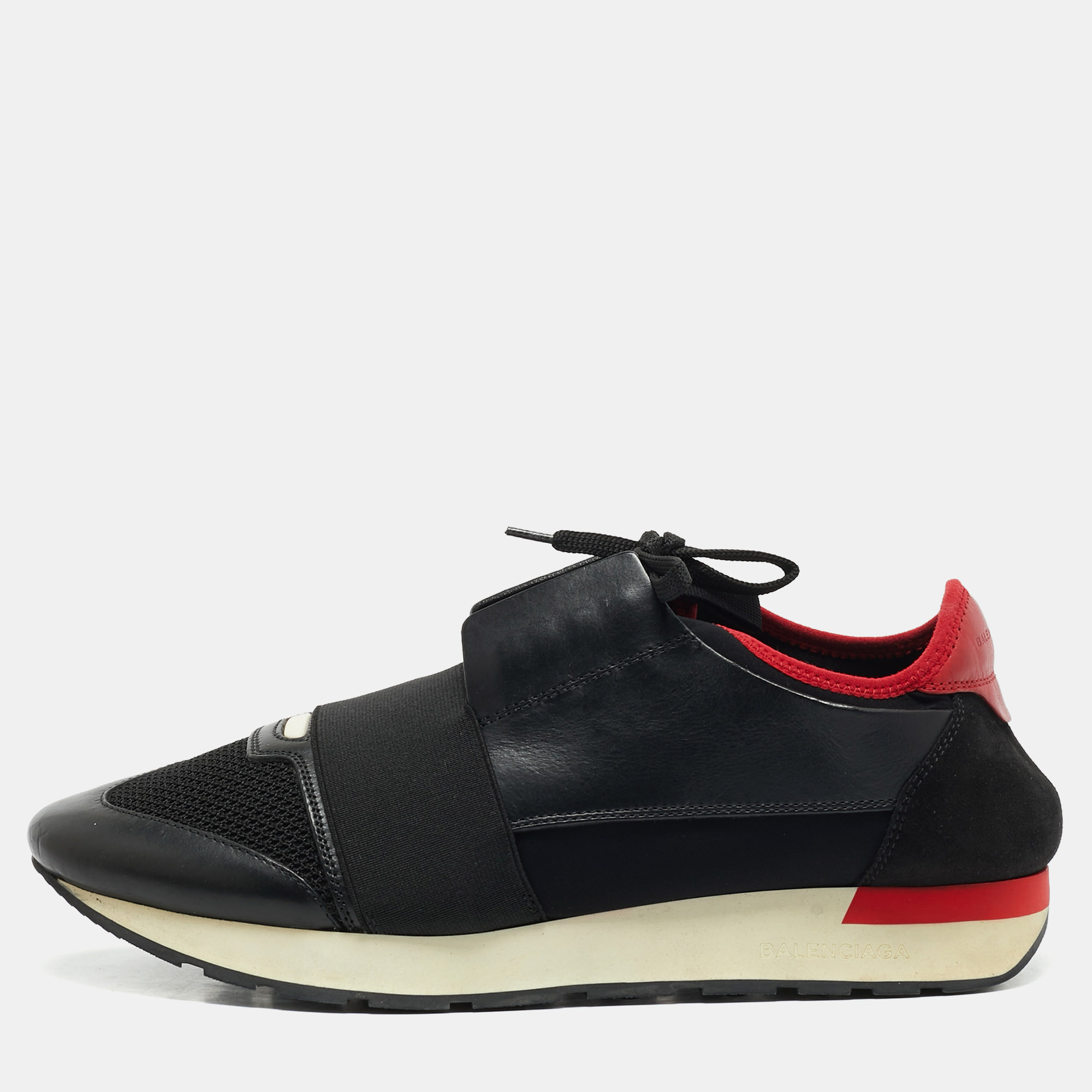 Balenciaga Black/Red Leather and Mesh Race Runner Low Top Sneakers Size
Balenciaga Black/Red Leather and Mesh Race Runner Low Top Sneakers Size