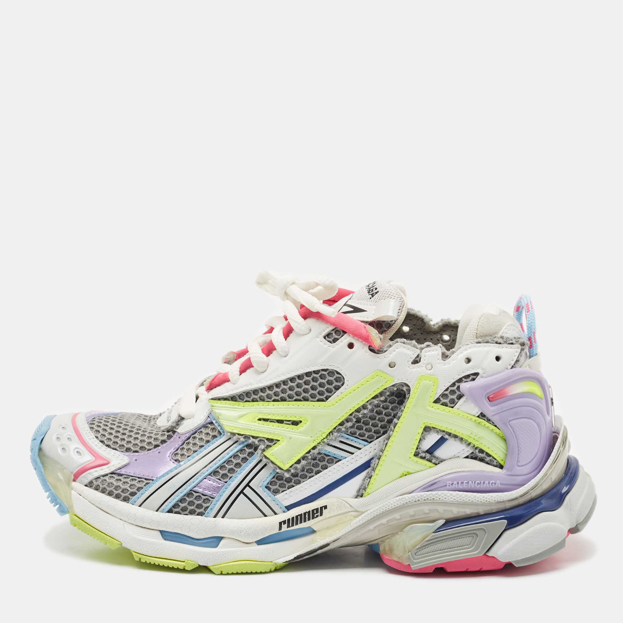 Balenciaga Multicolor Mesh and Faux Leather Runner Sneakers Size
Balenciaga Multicolor Mesh and Faux Leather Runner Sneakers Size