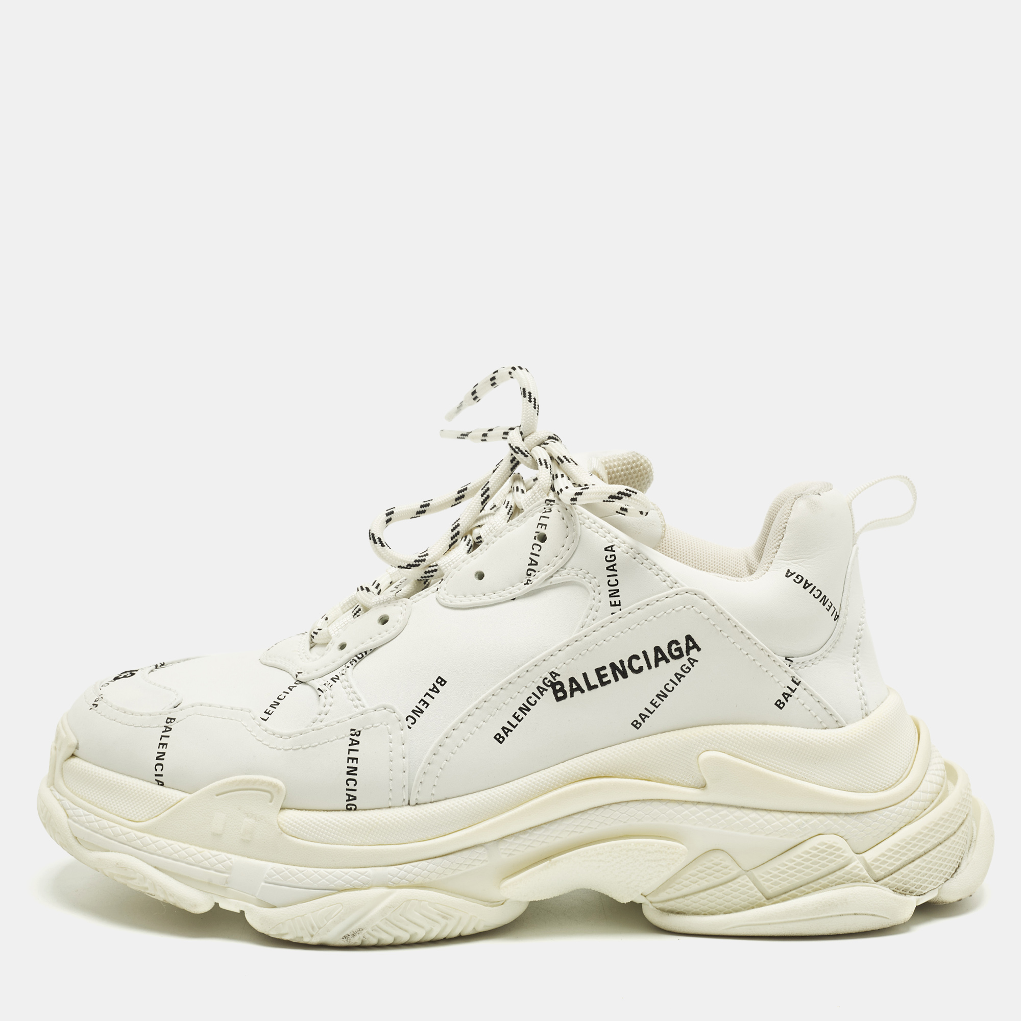Balenciaga Triple S Size White Allover Logo Faux Leather Low Top Sneakers
Balenciaga Triple S Size White Allover Logo Faux Leather Low Top Sneakers