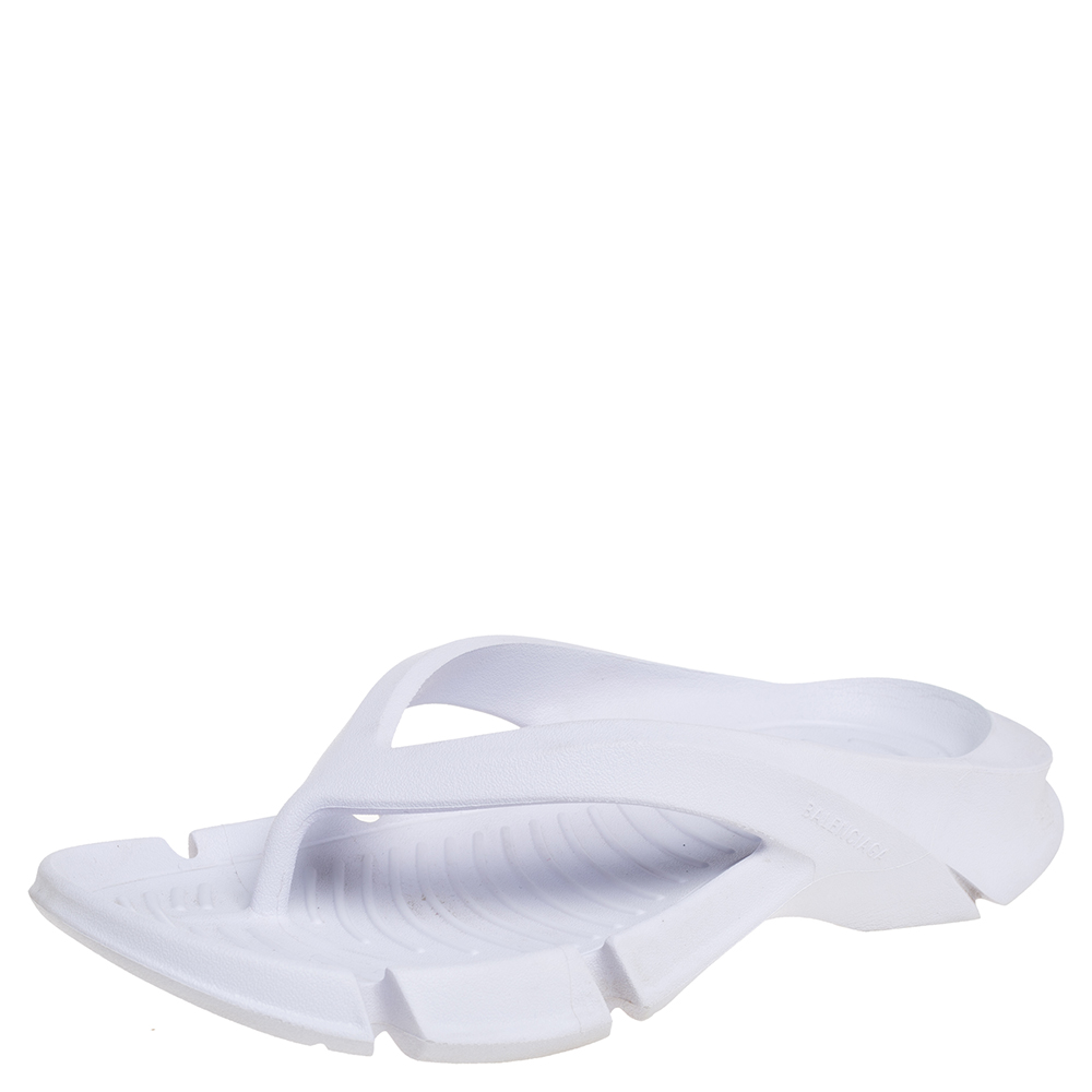 Balenciaga White Rubber Mold Thong Flats Size 40