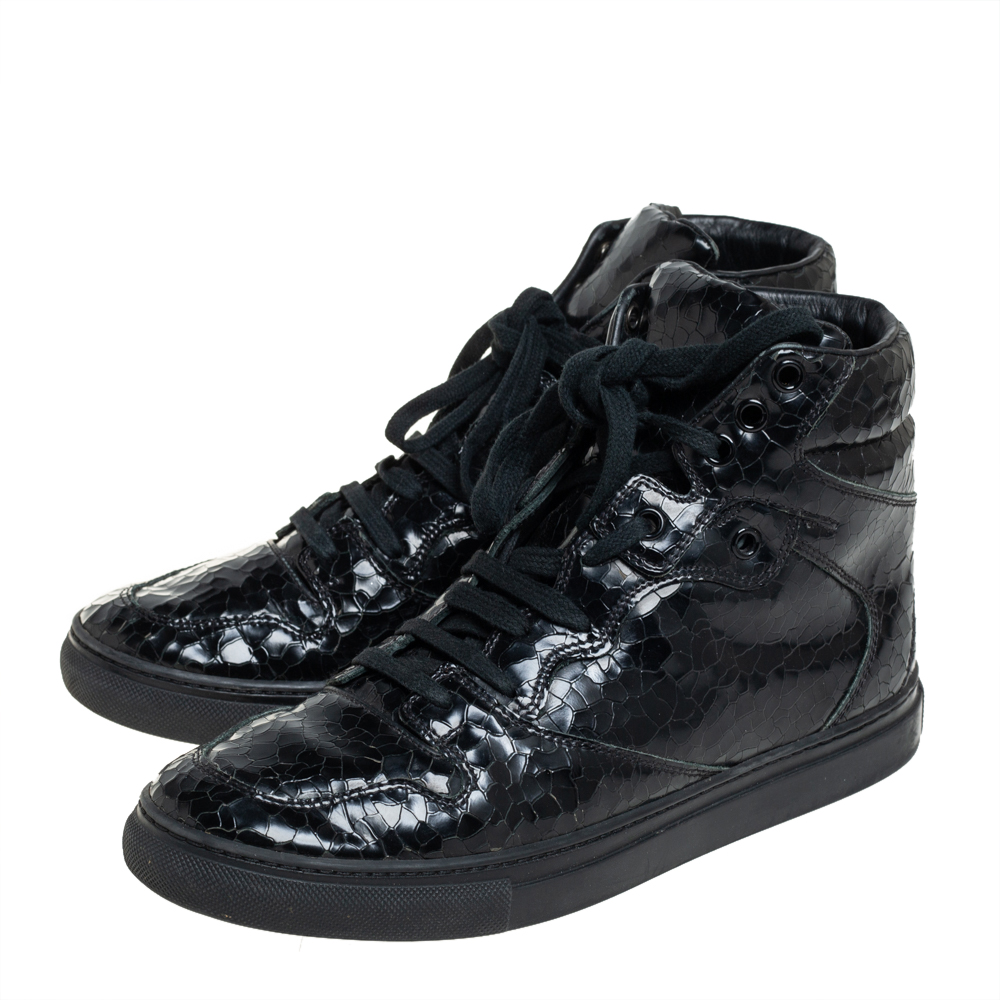 Balenciaga Black  Leather High Top Sneakers Size 39