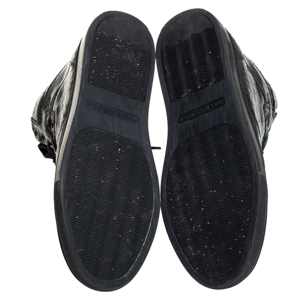 Balenciaga Black  Leather High Top Sneakers Size 39