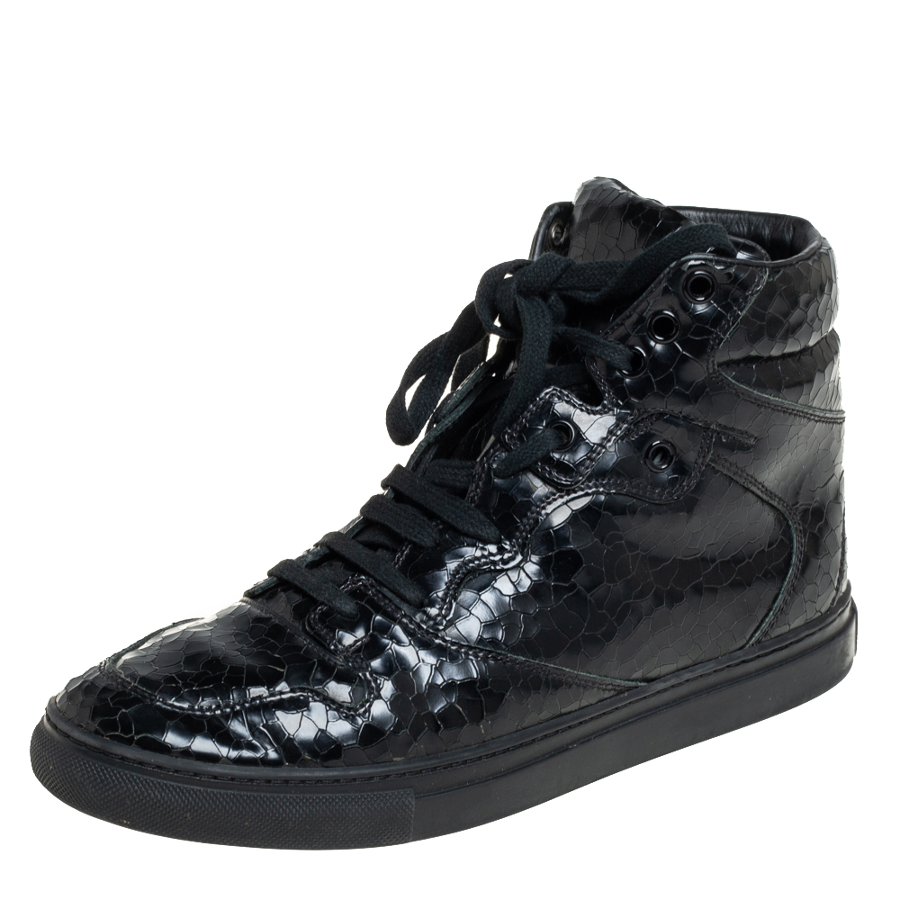 Balenciaga Black Leather High Top Sneakers Size 39