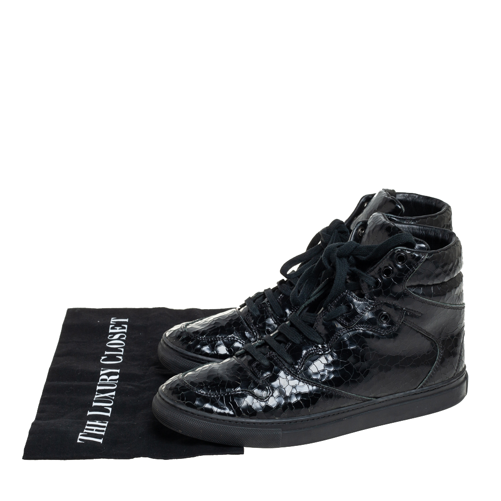 Balenciaga Black  Leather High Top Sneakers Size 39