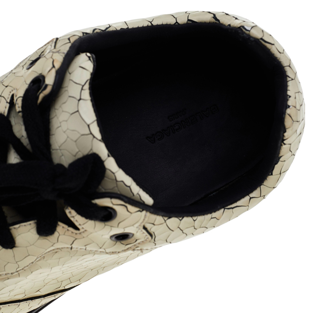 Balenciaga Cream Cracked Leather Sneakers Size 43